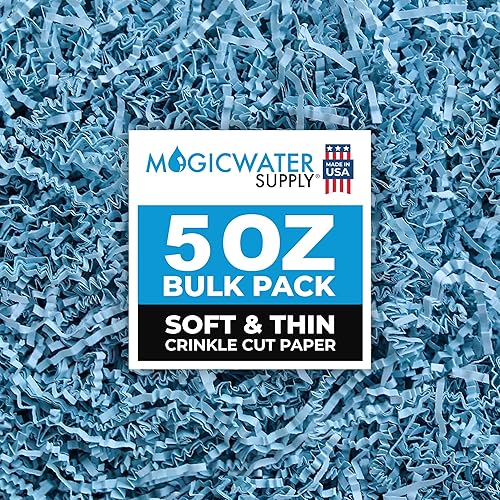 MagicWater Supply - 4 onzas - Azul bebé - Relleno de papel de corte arrugado suave y fino ideal para envolver regalos, relleno de cestas,
