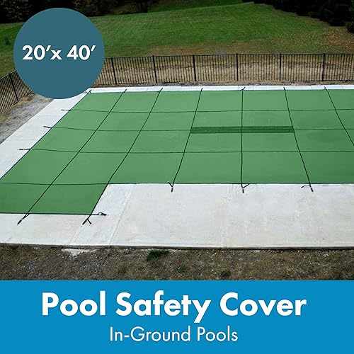 Vista 114 de WaterWarden Cubierta de seguridad sólida para alberca enterrada, cumple F1346 de la ASTM según UL, triple costura, con accesorios, 16 x 40 pies