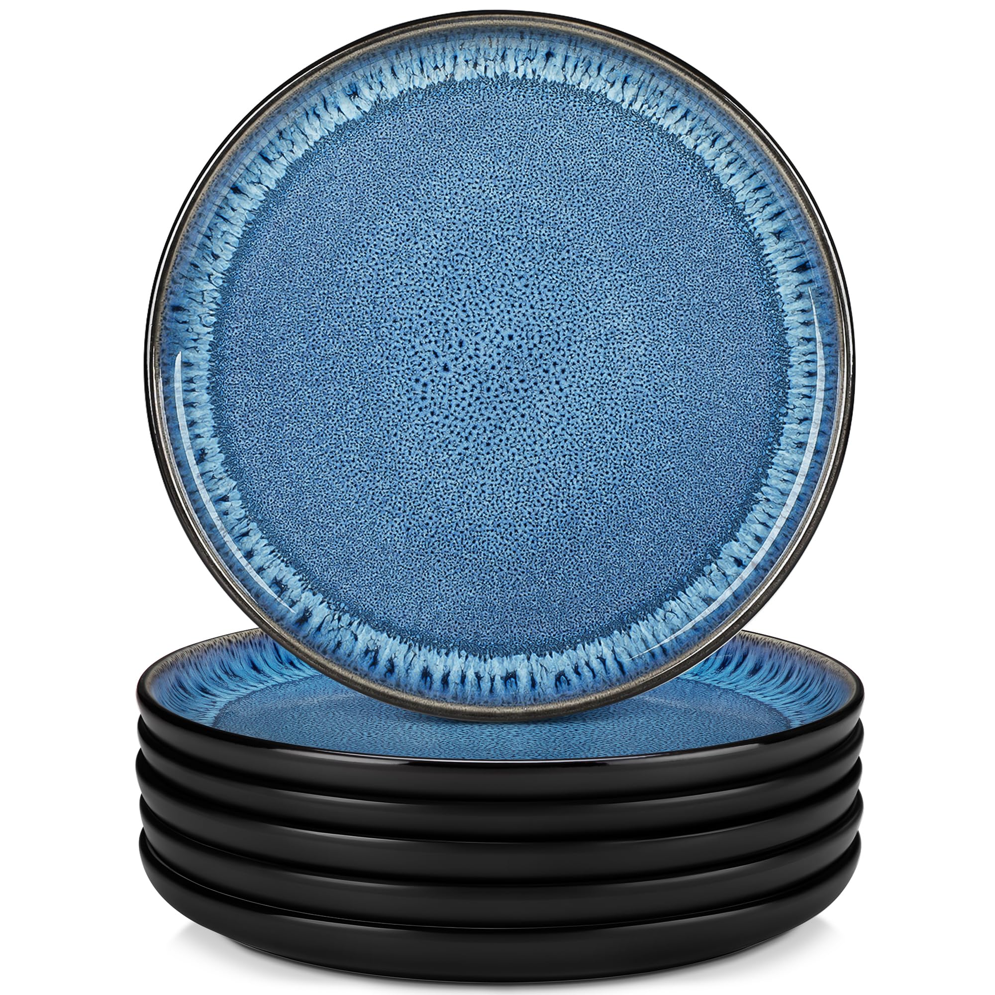 vancasso Stoneware Dinner Plate Set for 6 People, Plate Set, Crockery for Dishwasher and Microwave, Pasta, Cake Plate, Blue