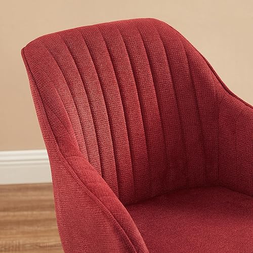 Miniatura 10 de Zouron Silla giratoria moderna de mediados de siglo con patas de metal dorado, silla giratoria tapizada sin ruedas, silla con brazo de acento