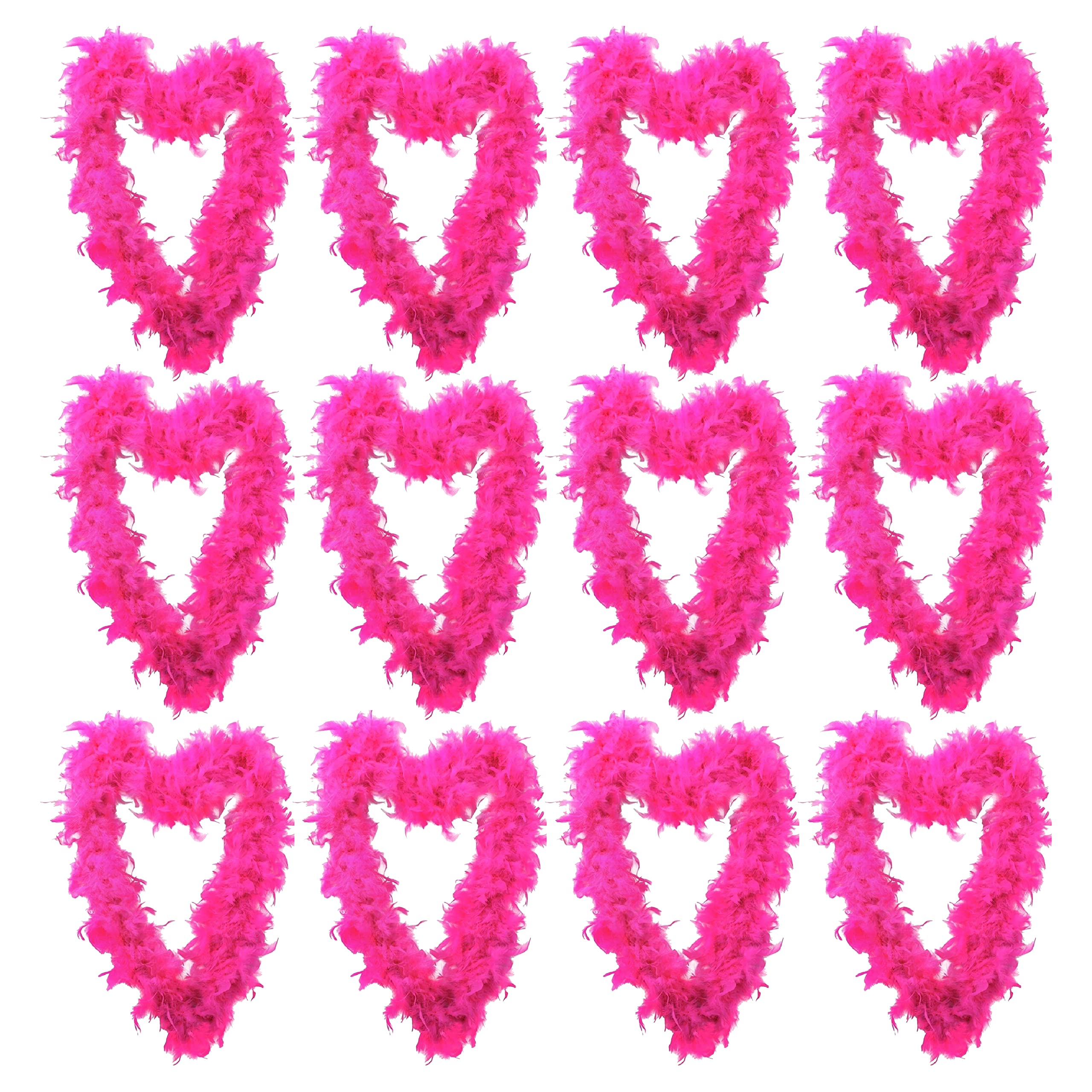 Hot Pink Feather Boa Accessory - Pack of 12-180cm Long 80g Feather Boa - Stag Do Hen Party Fancy Dress Costume Accessory