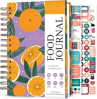 PLANBERRY Food Journal â€“ Nutrition Planner with Diet & Calorie Tracker â€“ Wellness Diary for Tracking Meals & Exercise â€“ Weight Loss Journal for Women & Men â€“ 6.3â€³x8.5â€³ (Orange Fresh)
