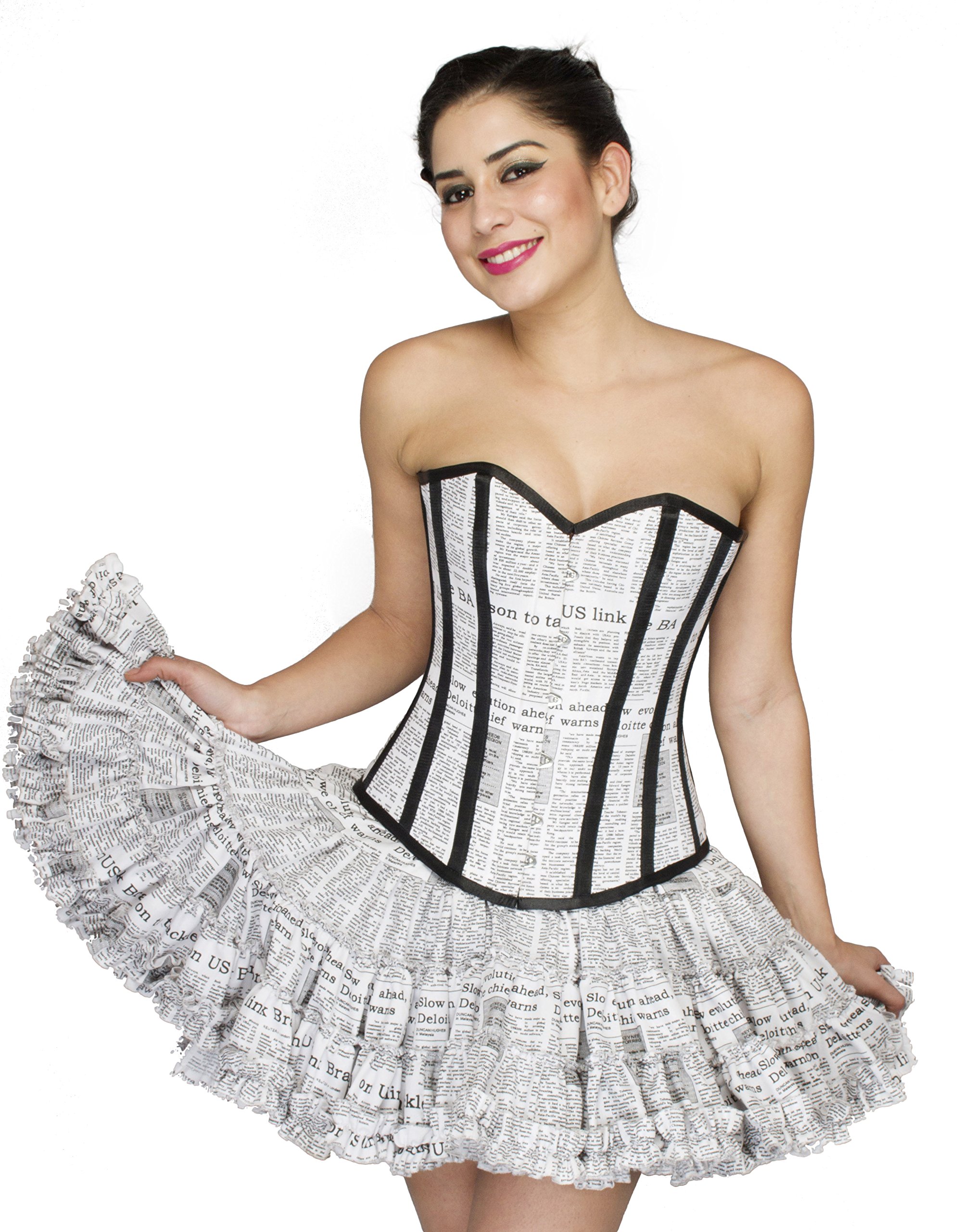 Cotton Strapless Printed Gothic Costume Overbust Plus Size Corset Waist Shaper