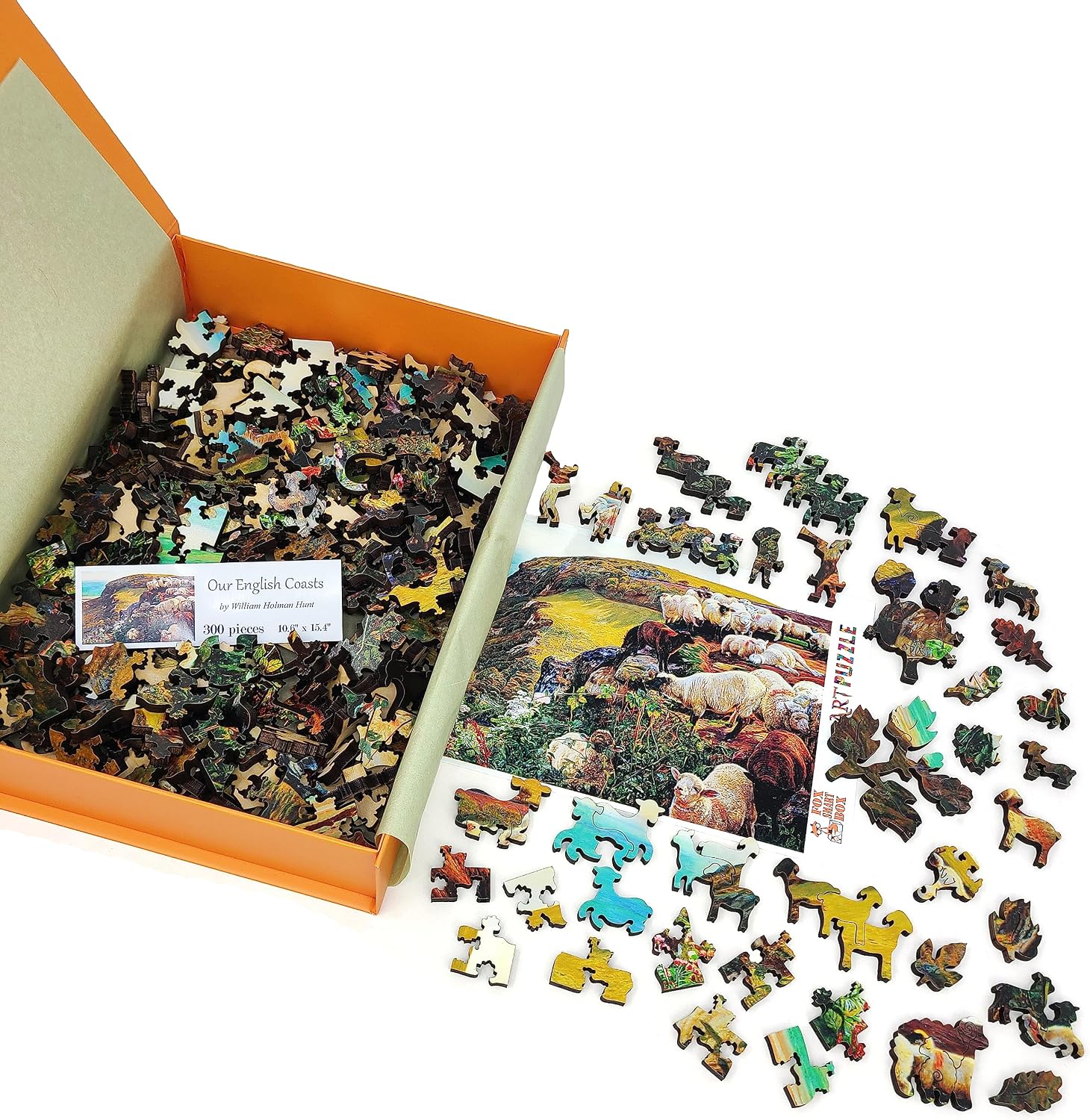 Wooden Puzzle for Adults - Uniquely Shaped Pieces - Made in The USA by FoxSmartBox - 300 Pieces - Our English Coasts
