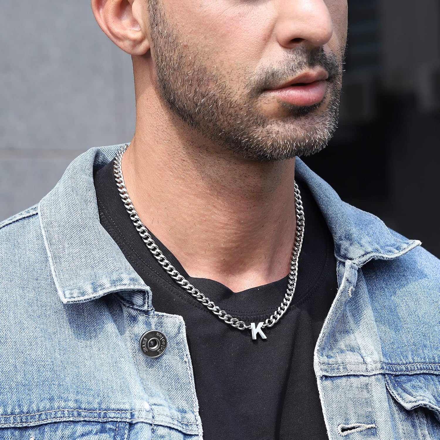 DuoDiner Valentines Day Gifts for Him -Initial A-Z Cuban Link Chain Necklaces for Men Boys Letter Pendant Stainless Steel 6.5mm 18+2 Inches,Jewelry Gifts - Image 4