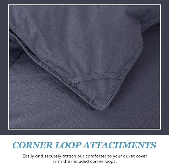 Medium Warmth Premier Down Alternative Comforter with Sewn in Duvet Corner Loop Attachments, Twin/Long Twin Size Bed, Coal