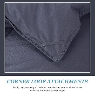 Medium Warmth Premier Down Alternative Comforter with Sewn in Duvet Corner Loop Attachments, Twin/Long Twin Size Bed, Coal