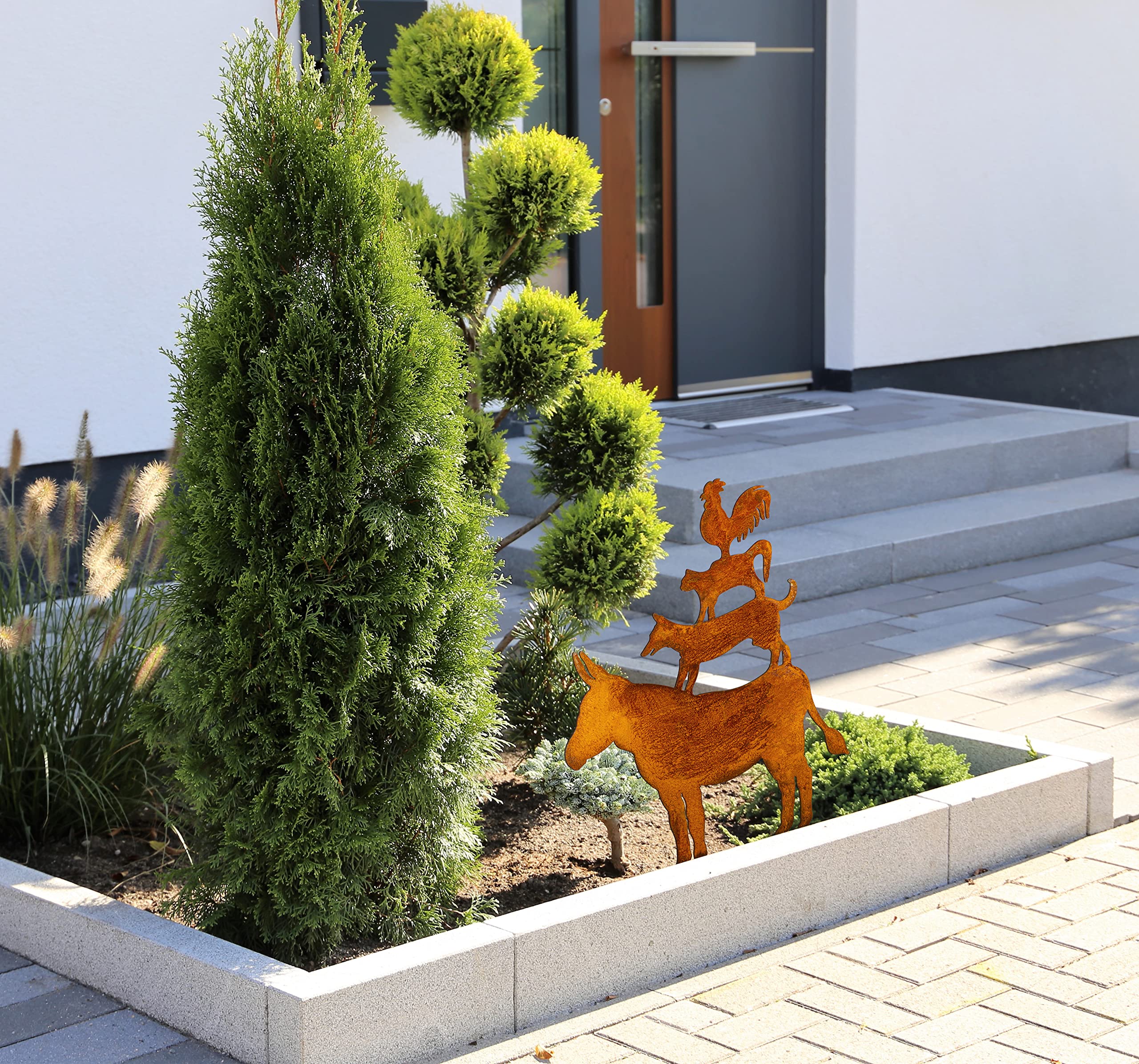 Bremer Stadtmusikanten Gartenstecker - Märchen Klassiker - Gartendeko Figuren Tiere - Deko Garten Deko Haustür