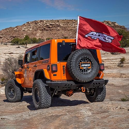 Miniatura 9 de ARIES 2563000 Jeep Wrangler JK - Portaneumáticos de repuesto para puertas traseras ajustables y resistentes para ruedas de hasta 37 pulgadas