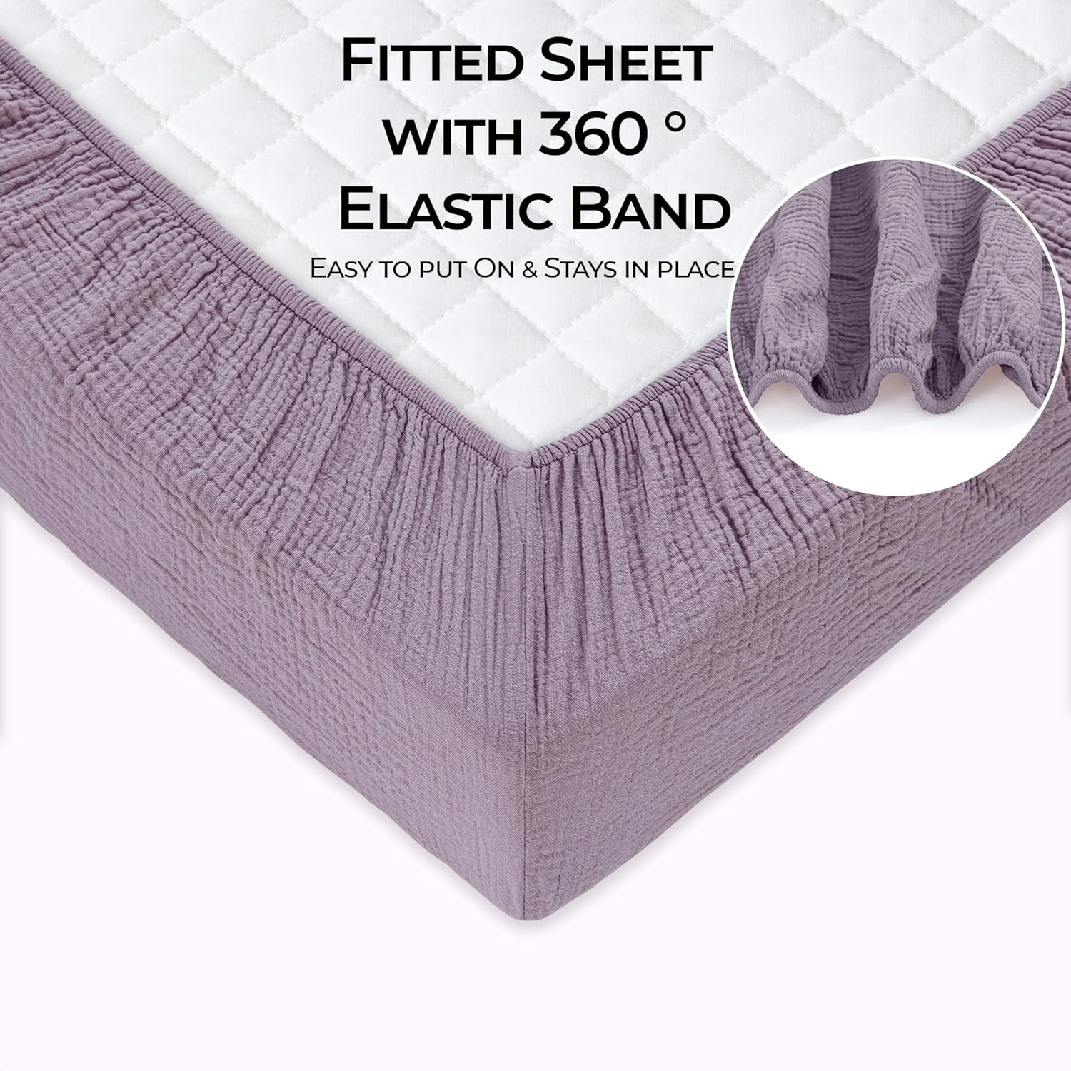 Dreamology Muslin Crib Sheet, for Baby Girls,Boys,2 Pack, Soft, Standard Crib Sheet,100% Cotton Crib Sheets for Standard Cribs, Toddler Bed Sheets, 52x28 Crib Sheets | Purple,Pink