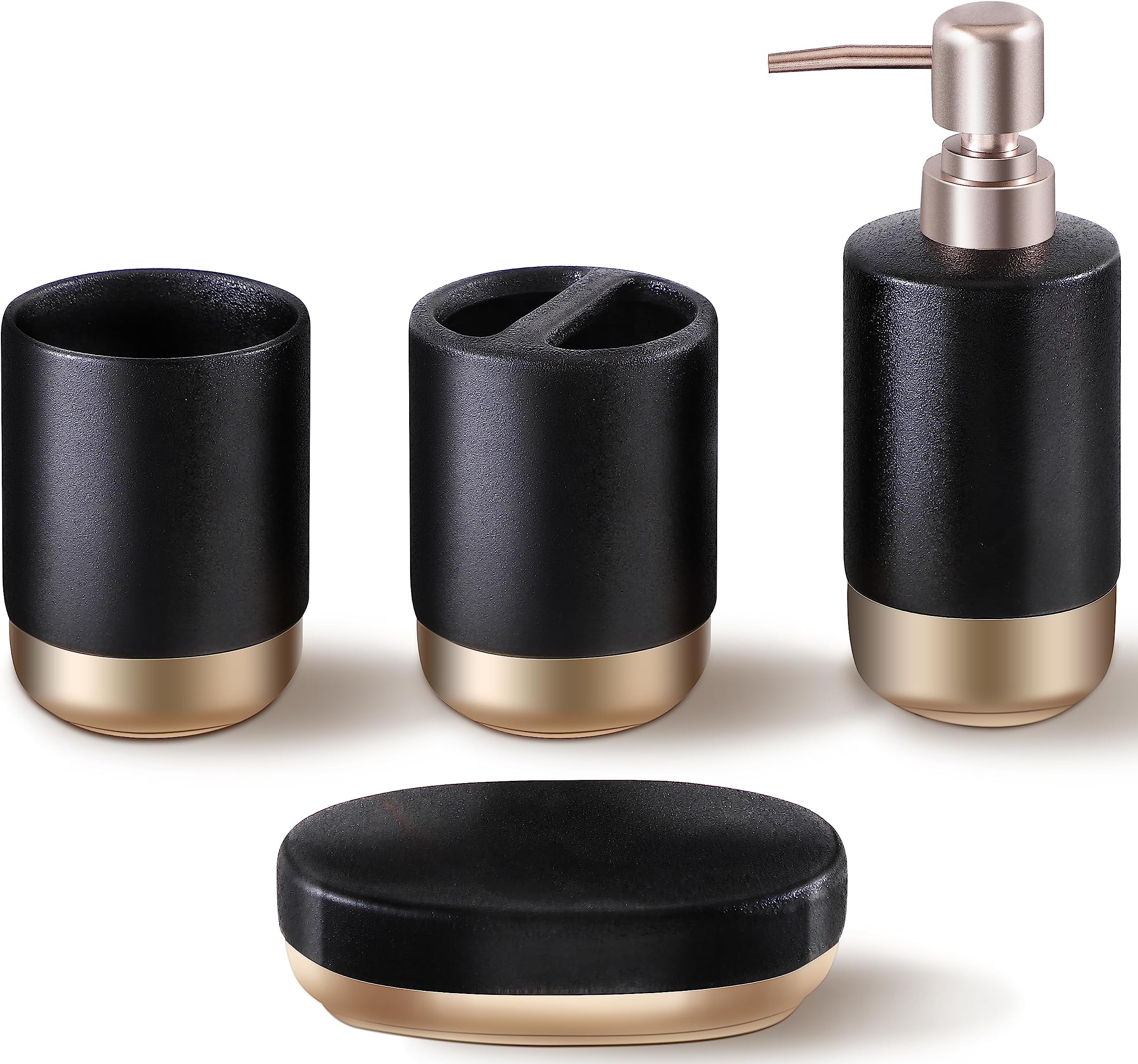BLBYHO Matte Black and Gold Bathroom Accessories Set
