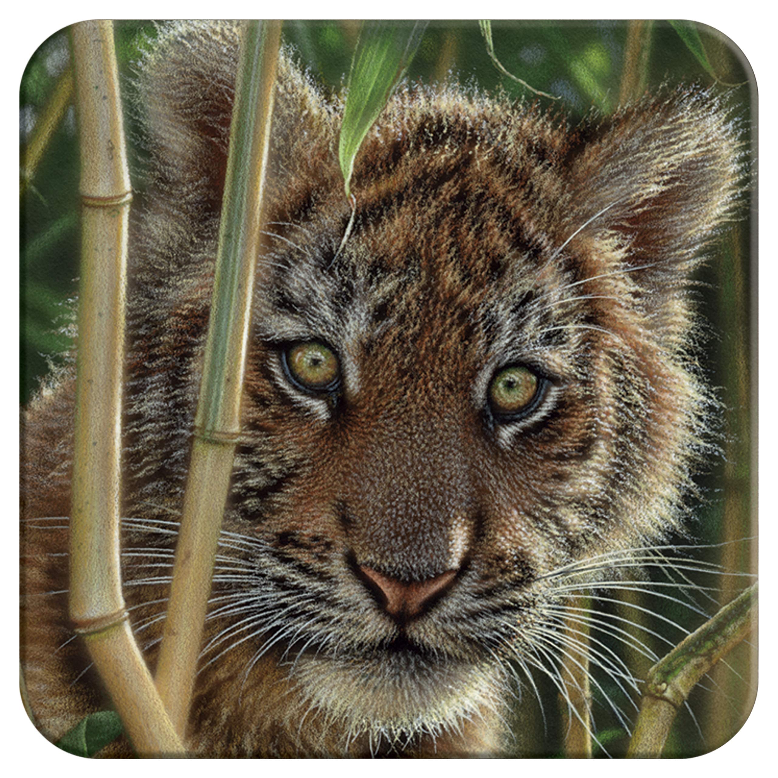 Deluxebase Women's Tiger 3D Livelife Cork Coaster - Discovery From Lenticular Drink Coasters. Funny Gifts For And Men. Cute Novelty Kitchen Gift Ideas And Decorative Home Accessories