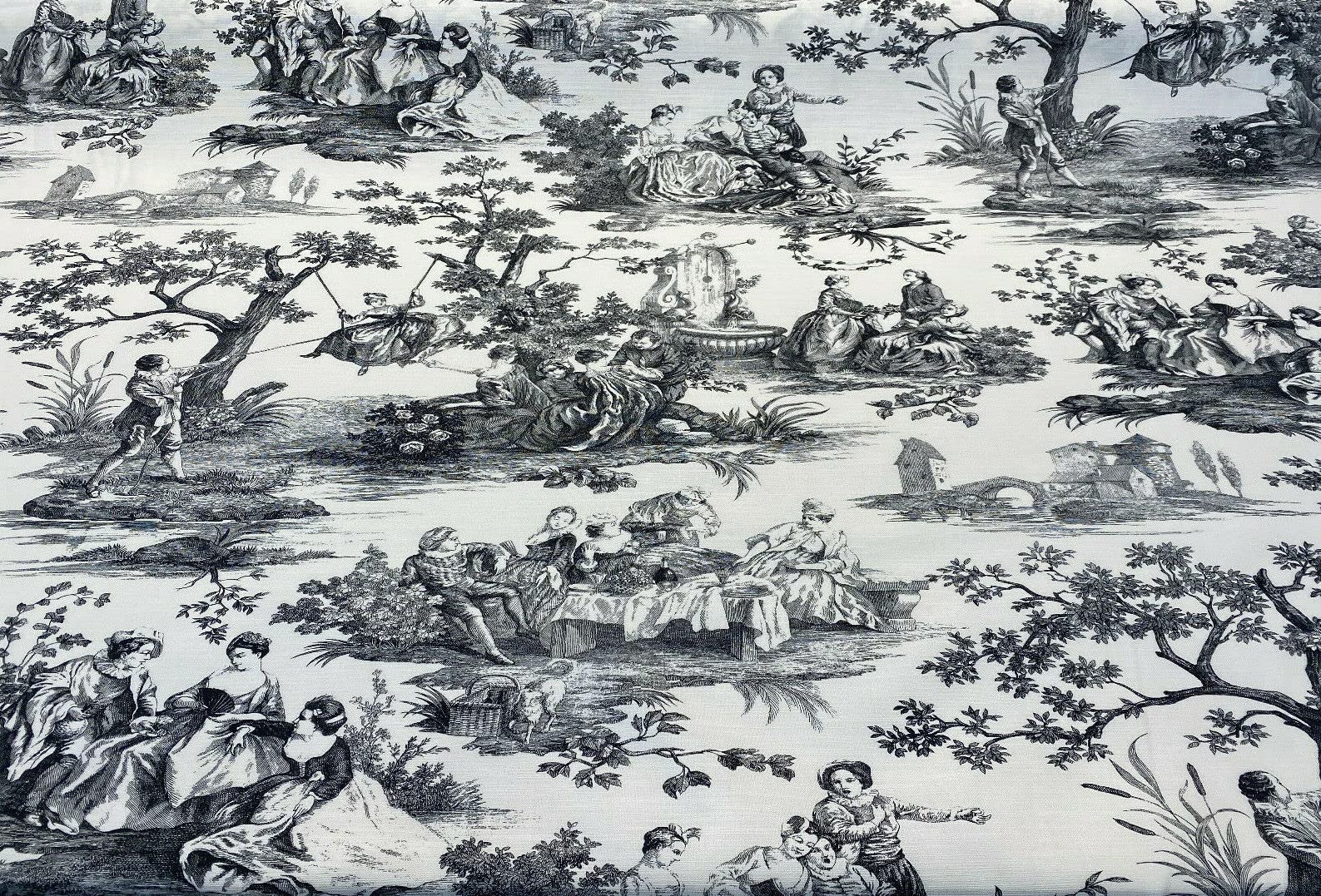 Waverly Toile Idyllic Days Black Noir Fabric by The Yard