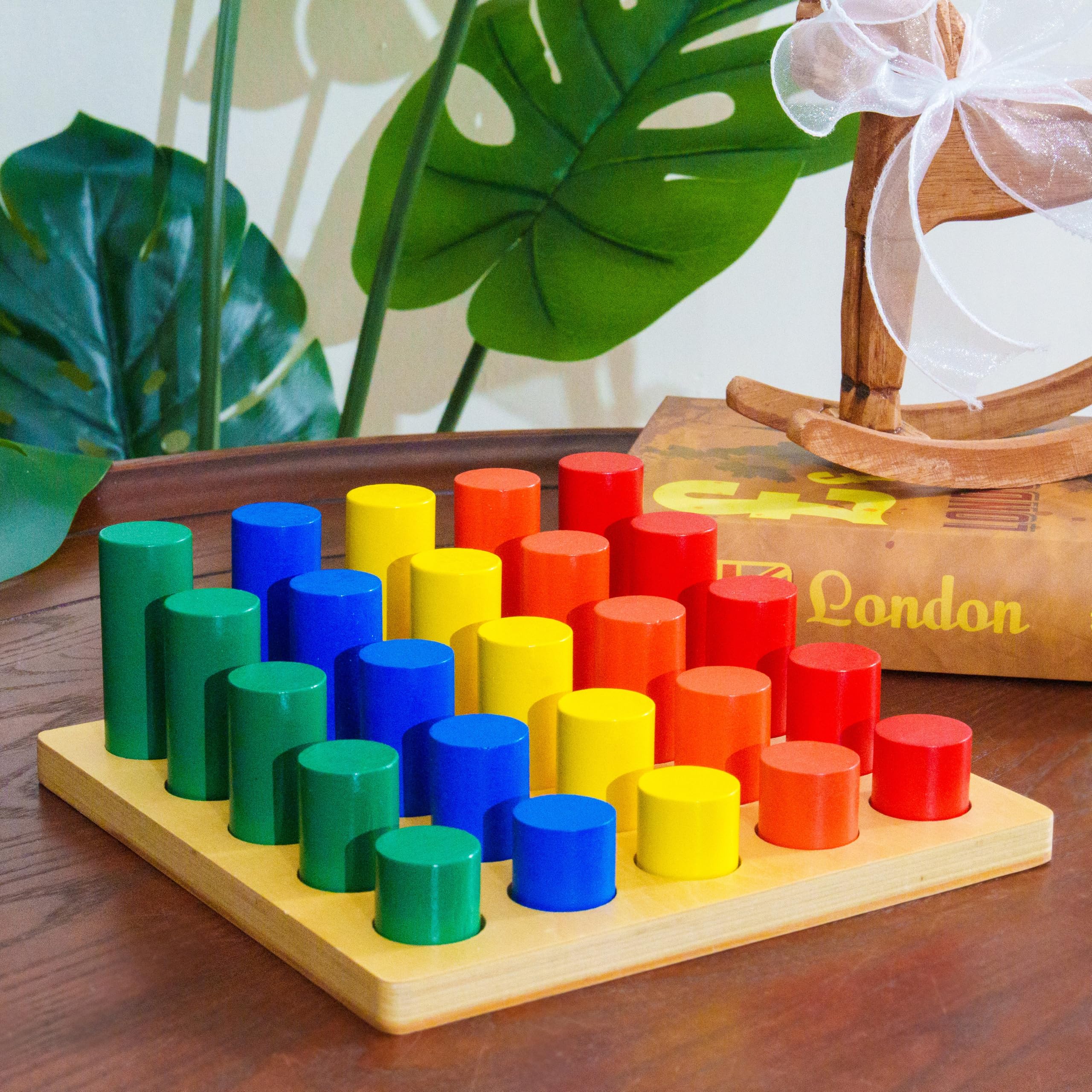 Montessori Materiali matematici, giocattolo educativo in legno per numeri e calcoli, scuola materna e elementare, scuola domestica e aule a partire dai 3 anni (scala a cilindro Montessori)