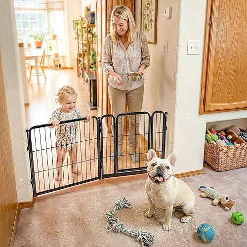 Miniatura 43 de FXW Puerta para perros extra ancha diseñada para uso en interiores, ancho ajustable de hasta 183 pulgadas de ancho