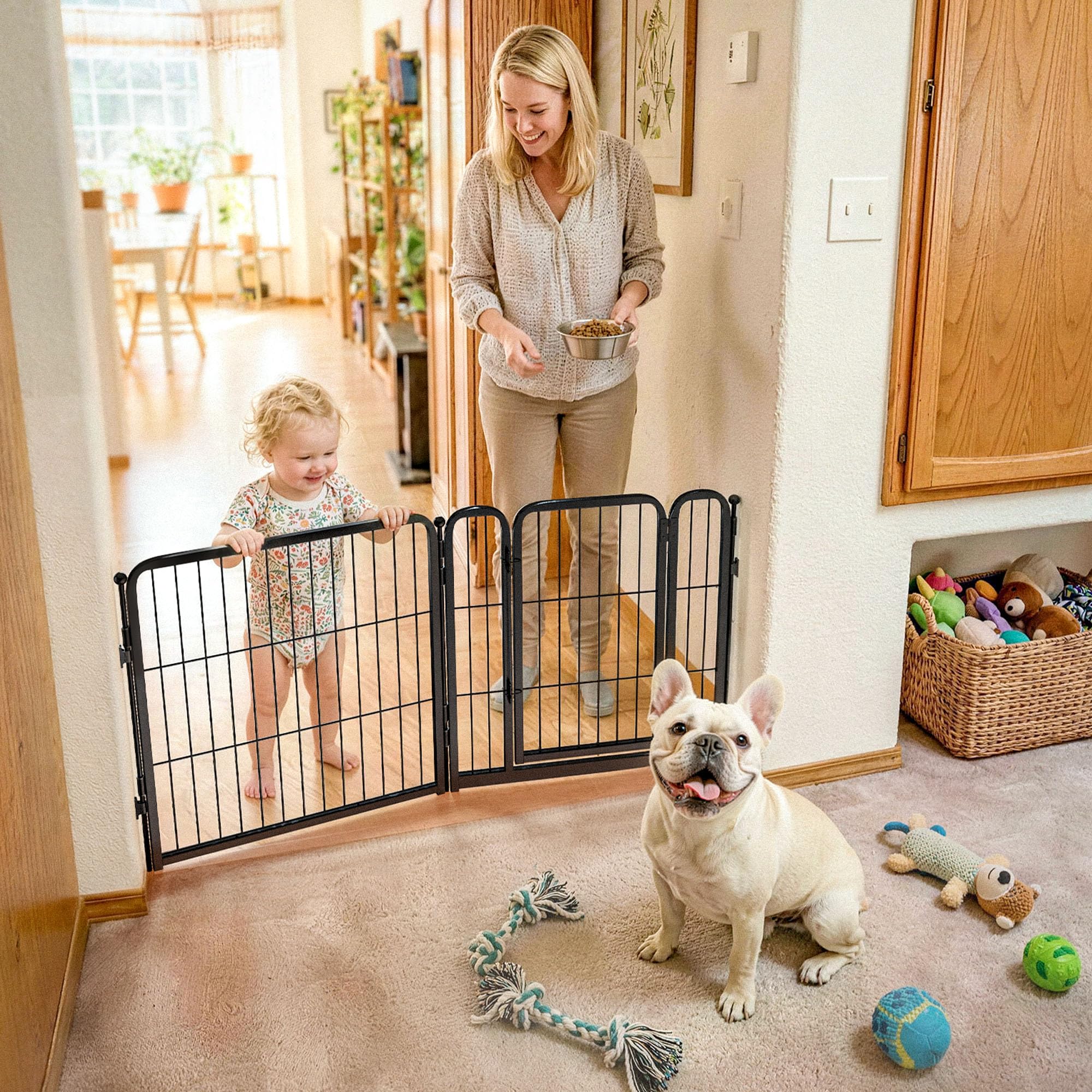 FXW Dog Gate, Extra Wide Adjustable for Openings Up to 46", 24" H