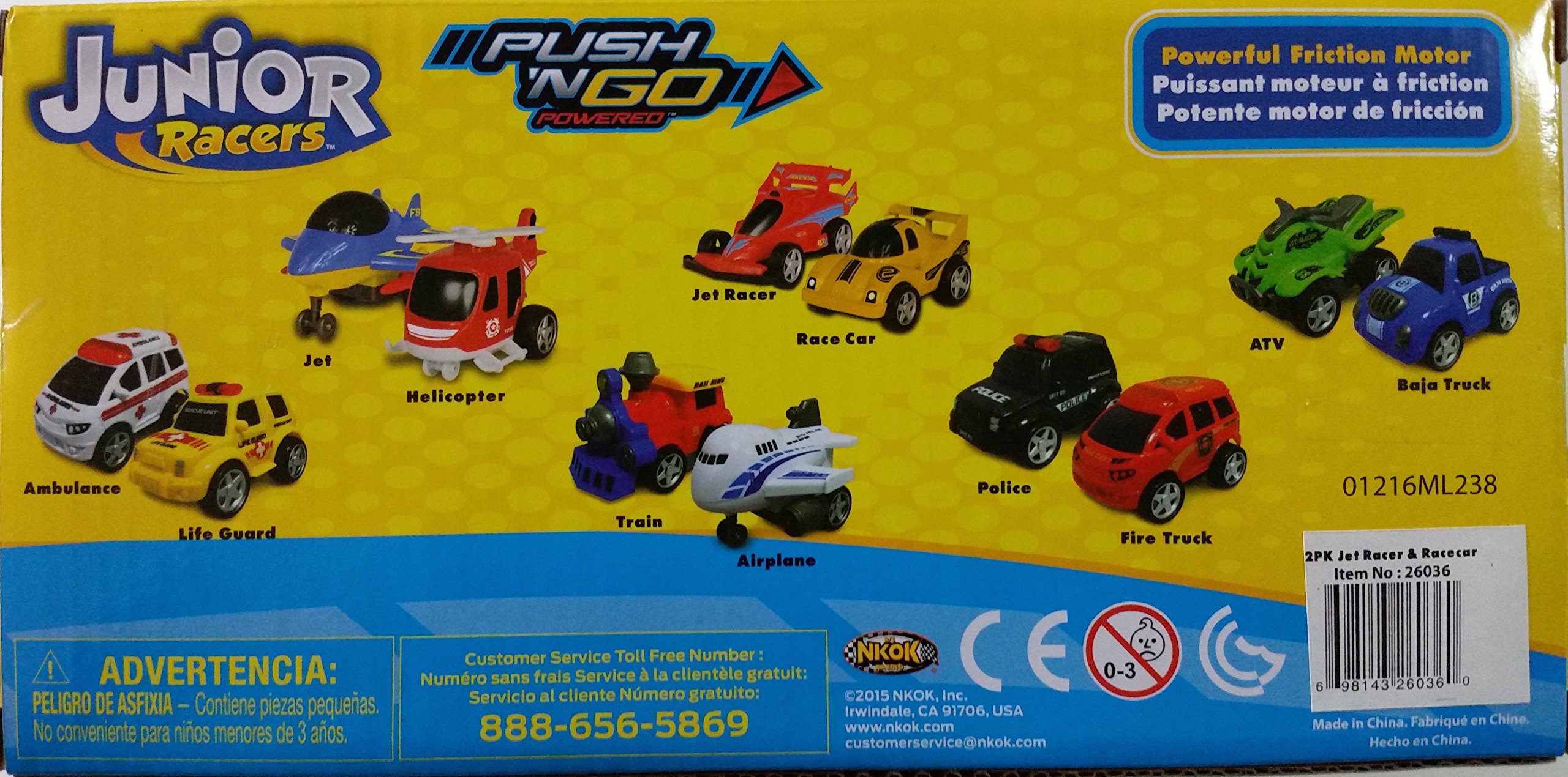 Junior Racers Push N' GO 2PK Jet Racer & Race Car