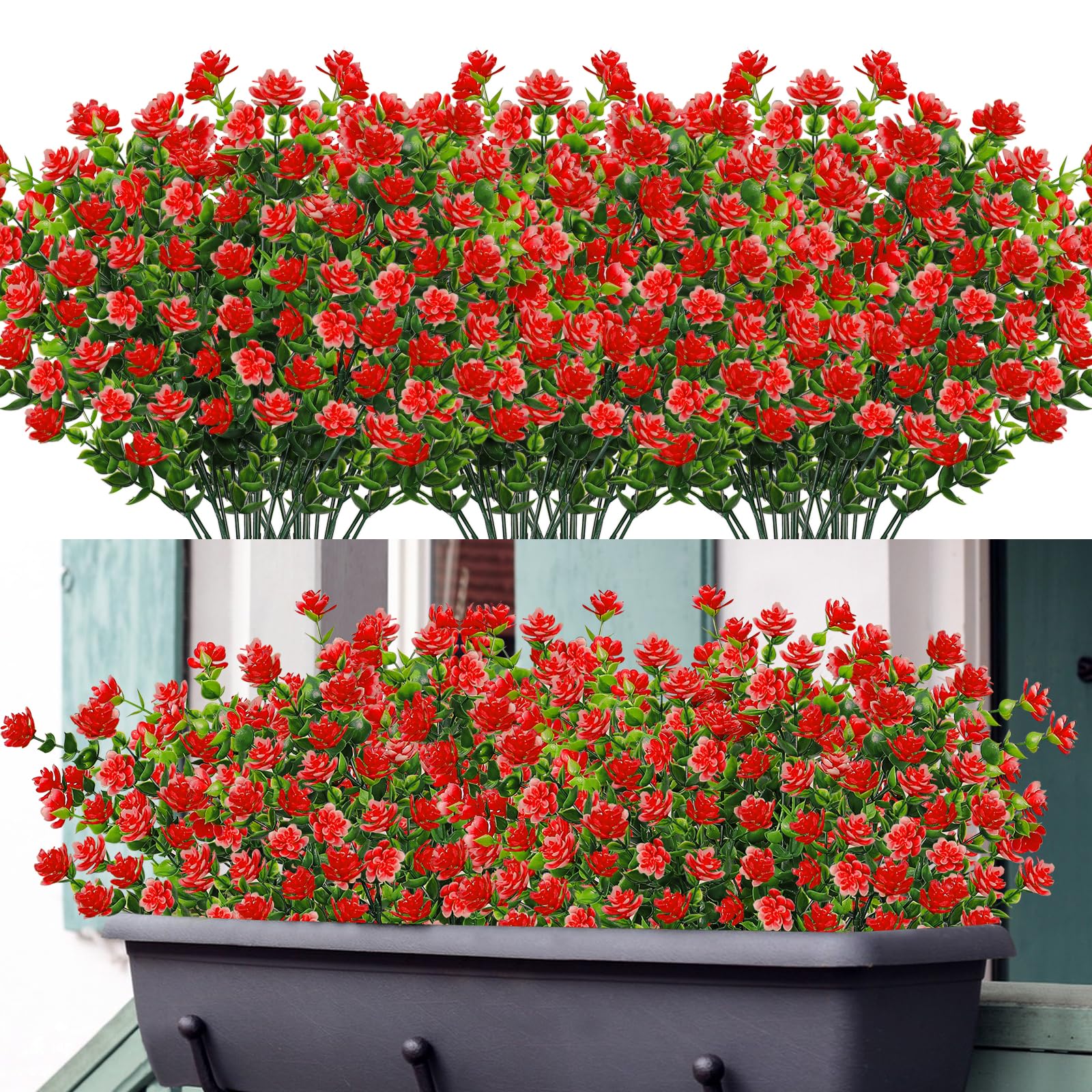Kinisty Artificial Flowers Outdoor UV Resistant 8 Bundles Faux Flowe