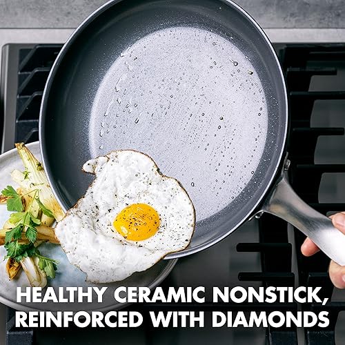 Miniatura 2 de GreenPan Canterbury - Juego de ollas y sartenes de 10 piezas, anodizado duro, cerámica saludable sin PFAS, asas de acero inoxidable, artículos