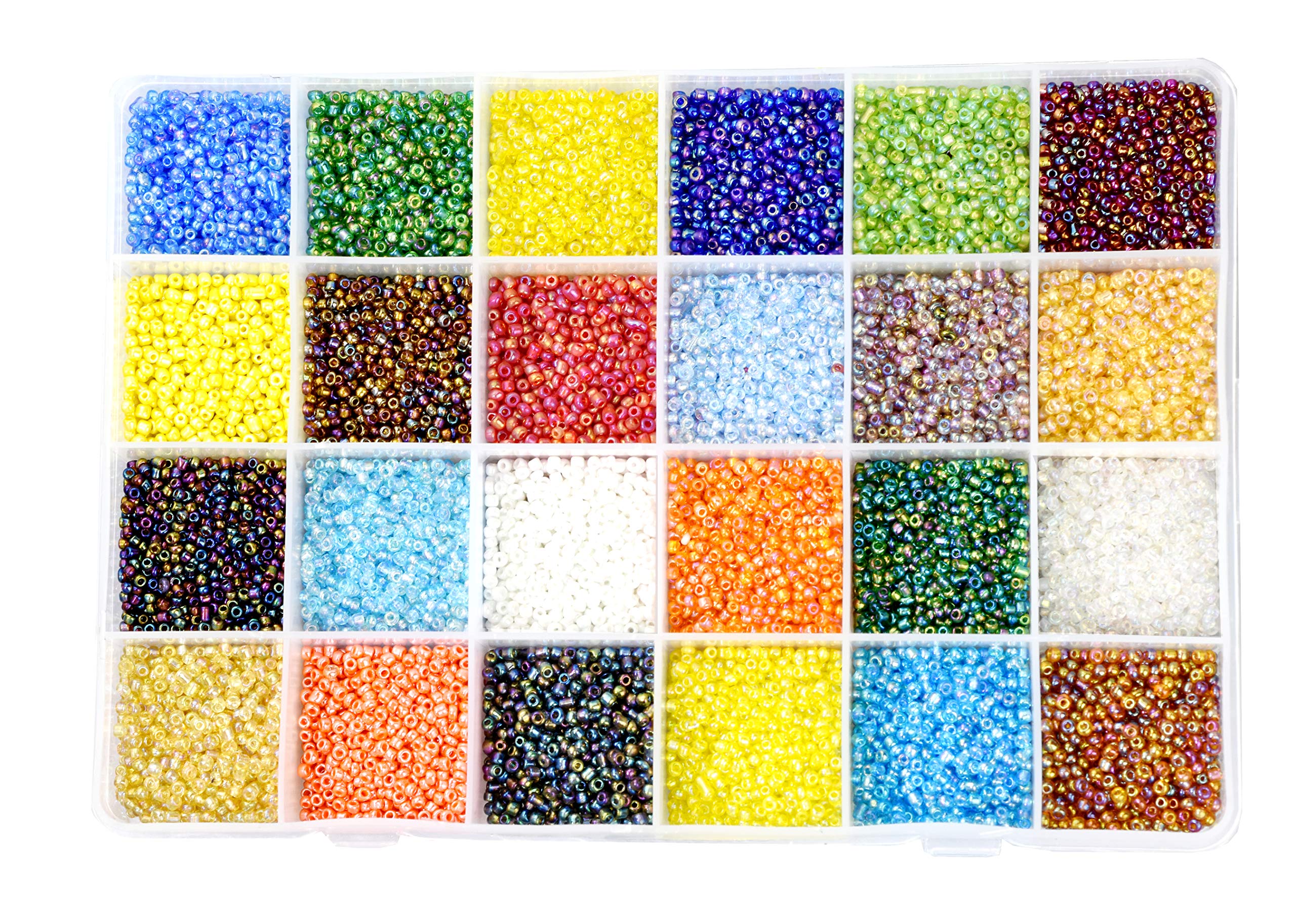 Mandala Crafts 2mm AB Iridescent Combo BeadworkRound 11/0 Glass Seed Beads