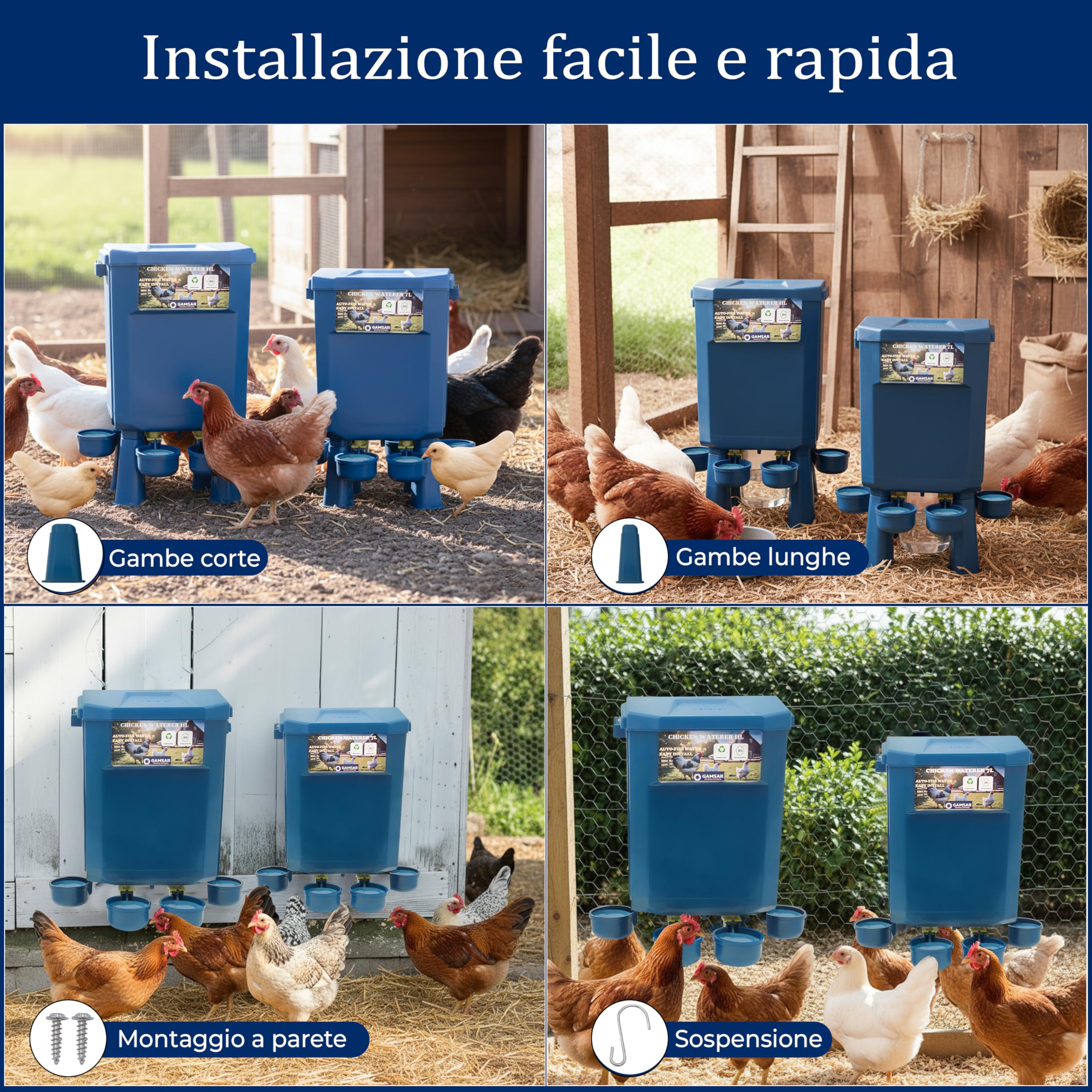 Kit 2 Abbeveratoi Galline 11L/7L – Anti-spreco d’acqua, Valvola Automatica, Zero Conflitti Multi-recinti, Anti-cianobatteri, Ideale per Micro-fattorie e Allevatori Amatoriali, Senza BPA, Durevoli