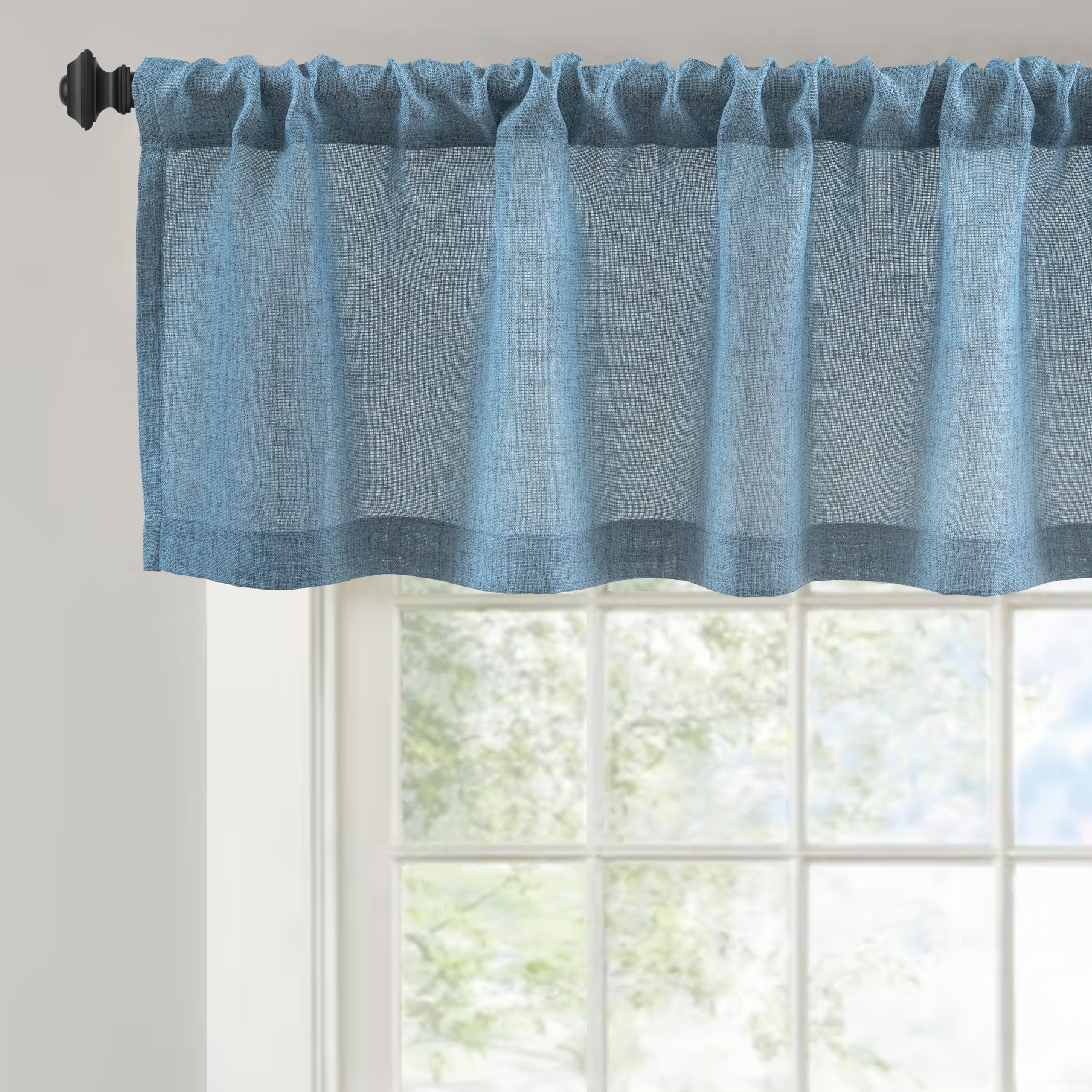 DriftAway Linen Textured Curtain Valances for Windows Light Filtering 3 Inch Rod Pocket Farmhouse Country Rustic Kitchen Valances for Bedroom Living