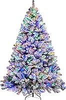 Vista 124 de Yaheetech 7.5ft Pre-lit Spruce Artificial Christmas Tree Snow Flocked Hinges Tree with 550 Multicolor LED Lights & 1284 Branch Tips & Metal Stand