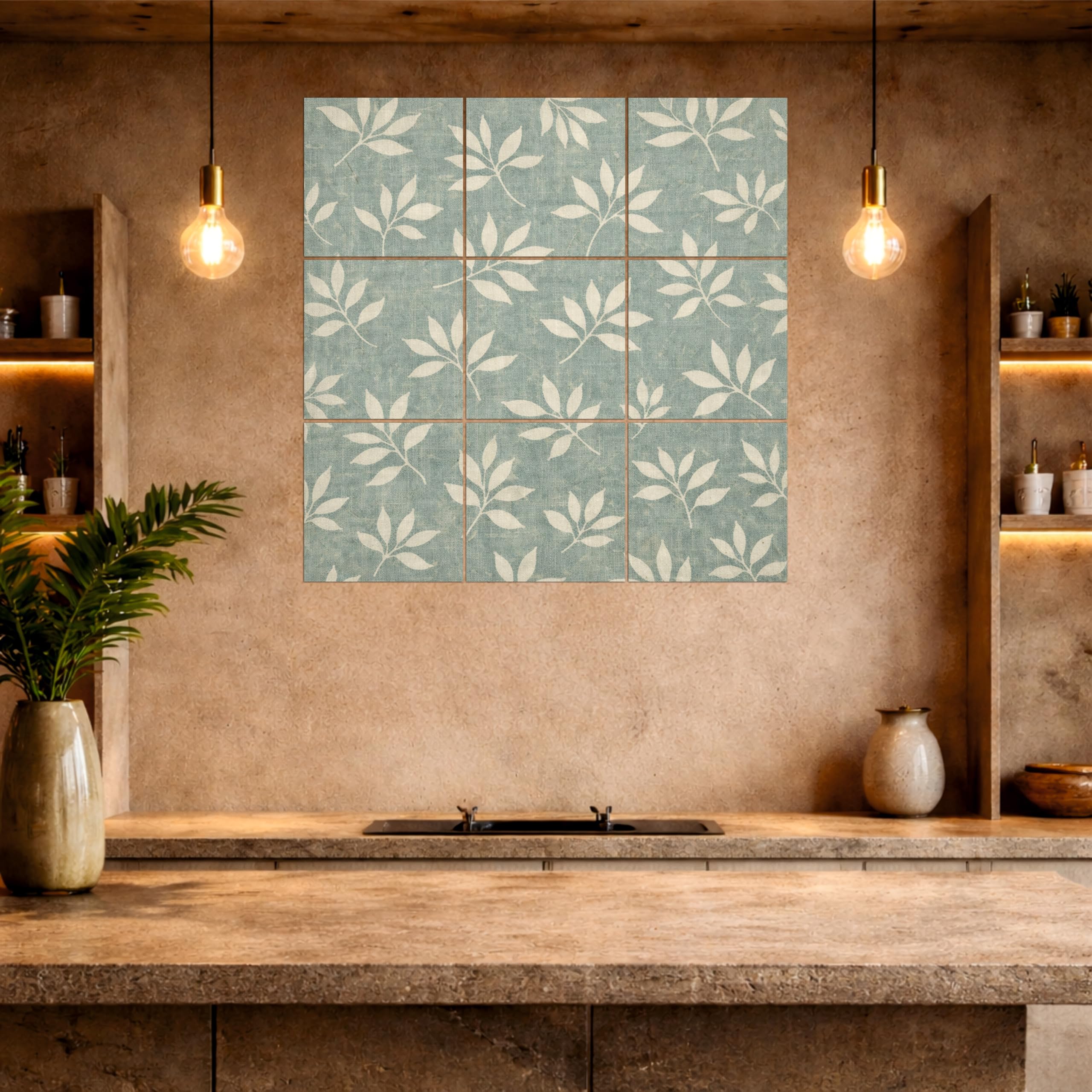 Decor Palace Multi Panel Wall Decor (9 Multiple Plates) | Modern Abstract, Landscape & Botanical Wall Art for Home & Office (soft aesthetic)-image-44