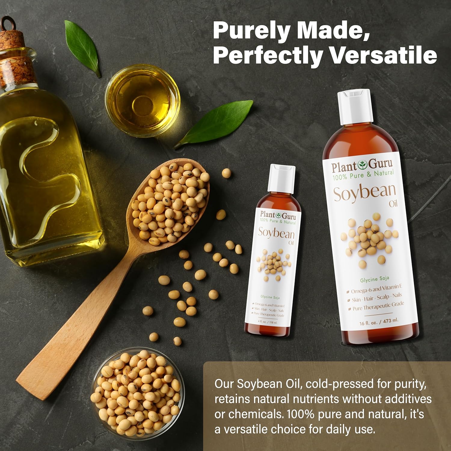 Plant Guru Soybean Oil 16 fl. oz. – Cold Pressed, 100% Pure & Natural Carrier for Skin, Face, Body, Hair & Cooking. Great for DIY Creams, Lotions, and Lip Balms. - Image 3