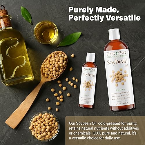 Miniatura 3 de Aceite de soja 16 fl. oz.  Prensado en frío, 100% puro y natural portador para piel, cara, cuerpo, cabello y cocina. Ideal para cremas de bricolaje,