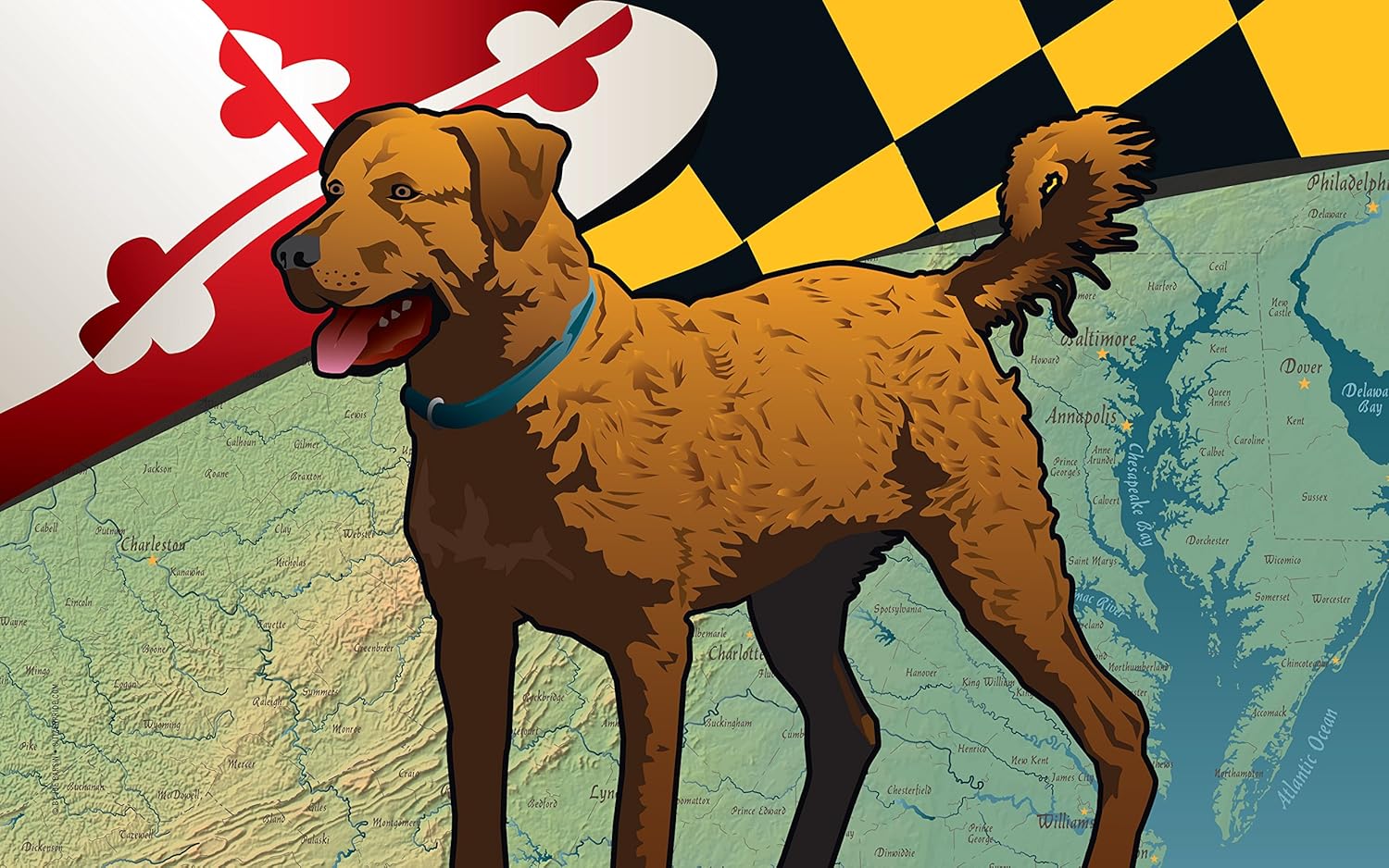 Maryland Chessie Door Mat by Joe Barsin, 30x18, Chesapeake Bay Retriever