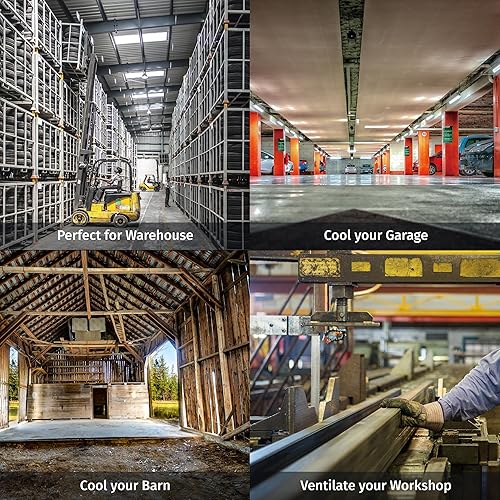 Miniatura 7 de Tornado Ventilador de pedestal oscilante de 20" - 5000 CFM, ventilador de pie, 3 velocidades, 1/6 HP, 6.6 pies, uso industrial y comercial