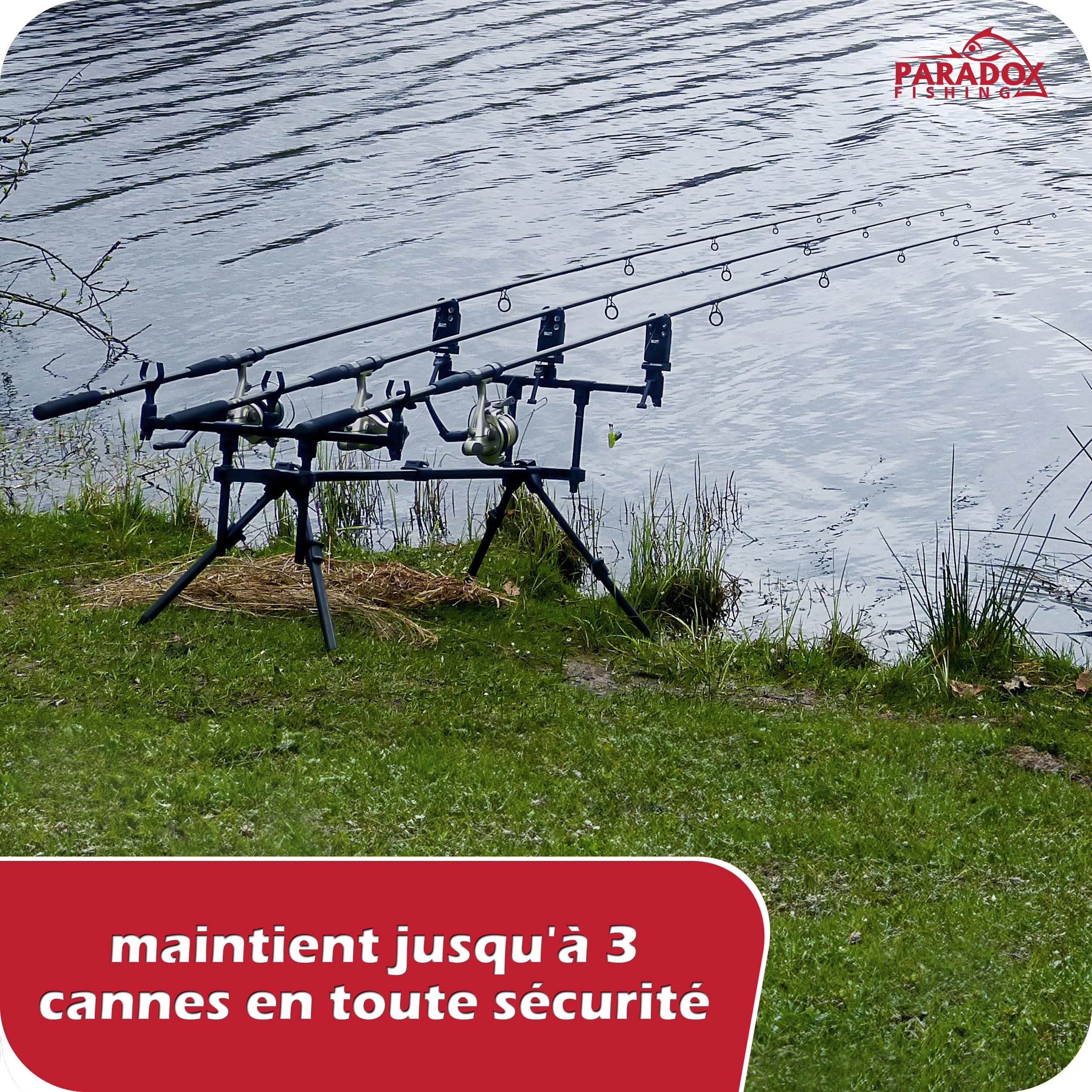 Paradox Fishing Rod Pod 3 Cannes à pêche – Flexible réglable – Rod pod Peche Carpe Support de Canne à pêche à la Carpe