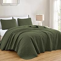 Vista 12 de Chezmoi Collection Luca - Juego de colcha de 3 piezas extragrande, tamaño king, verde azulado - Edredón de verano de microfibra ligera de 118 x 106