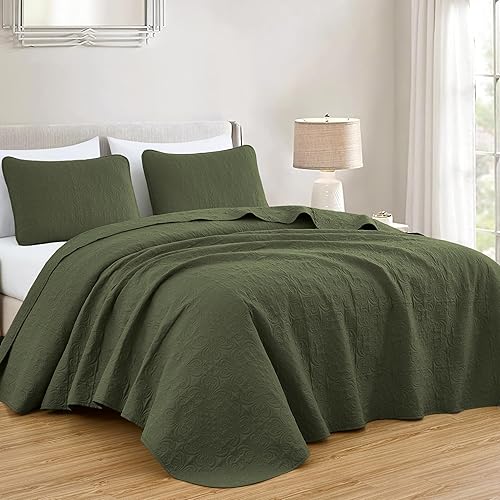 Miniatura 12 de Chezmoi Collection Luca - Juego de colcha de 3 piezas extragrande, tamaño king, verde azulado - Edredón de verano de microfibra ligera de 118 x 106