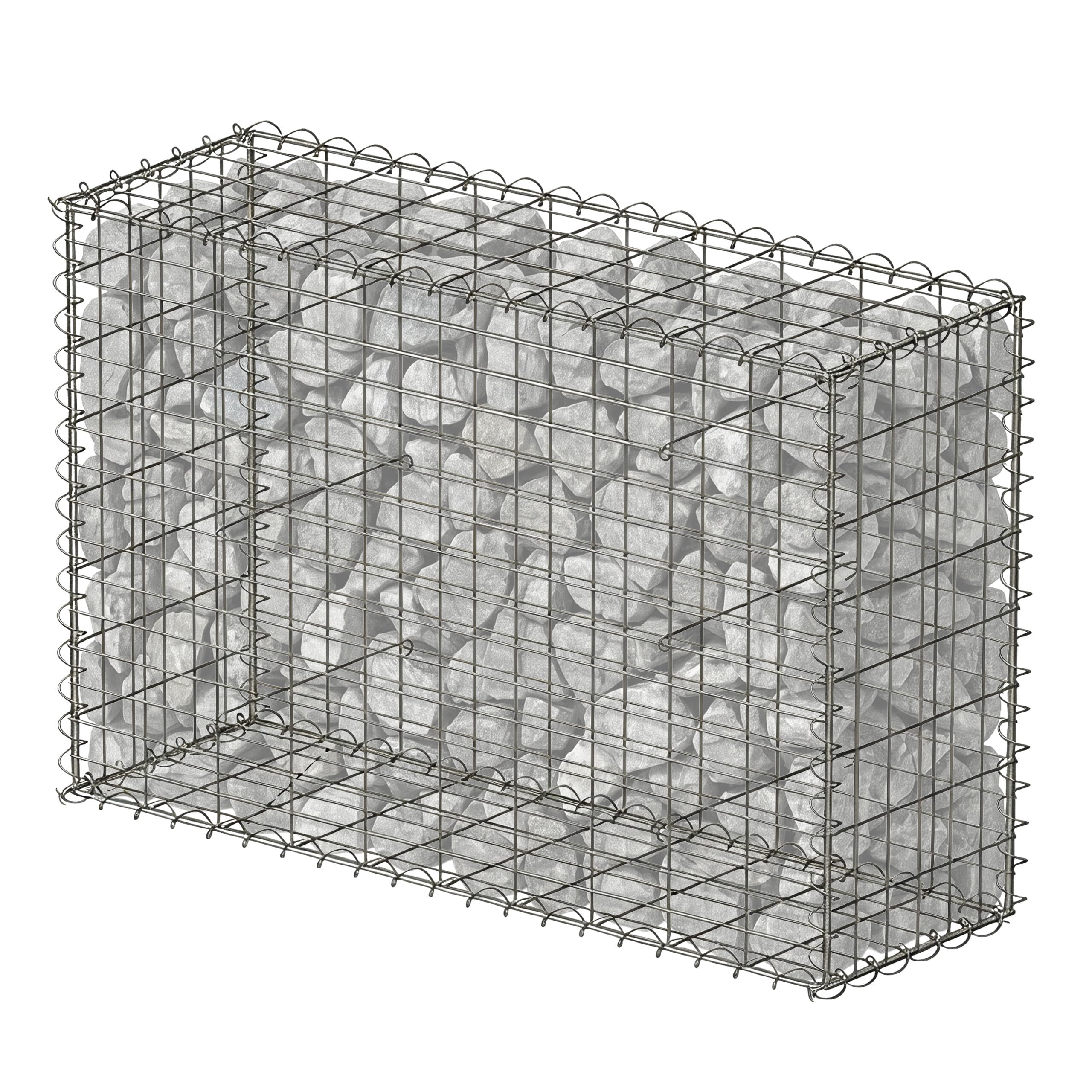 Relaxdays Gabione, Sichtschutz Garten, Steinkorb, 4mm Draht, silber | verzinkt, HBT: 80x100x30 cm, Gabionenwand, Stahl
