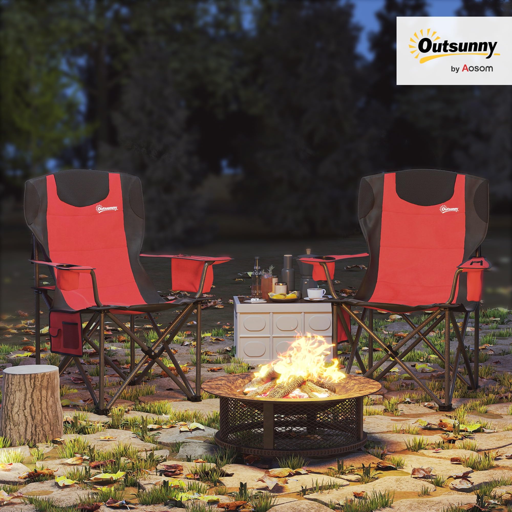 Sedia Da Campeggio Pieghevole Outsunny - Leggera, Compatta Con Borsa Trasporto - Per Picnic, Giardino E Escursioni