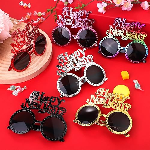 Miniatura 4 de ELCOHO Juego de 6 gafas de Año Nuevo 2024, suministros para fiesta de Año Nuevo, accesorios para cabina de fotos, gafas de fiesta novedosas para Año