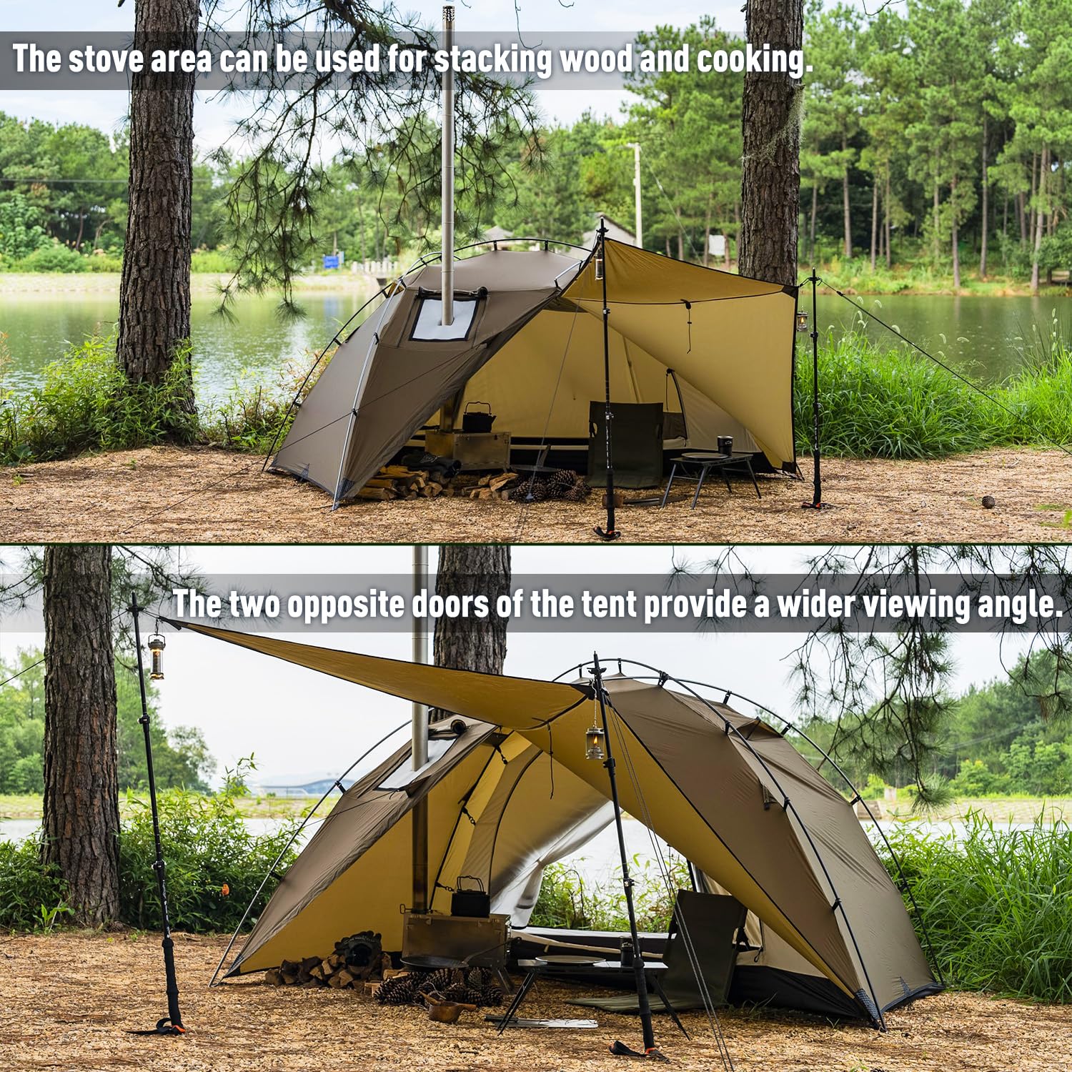 POMOLY Camping Hot Tent Wood Stove Tents, Dune Solo Portable Tents