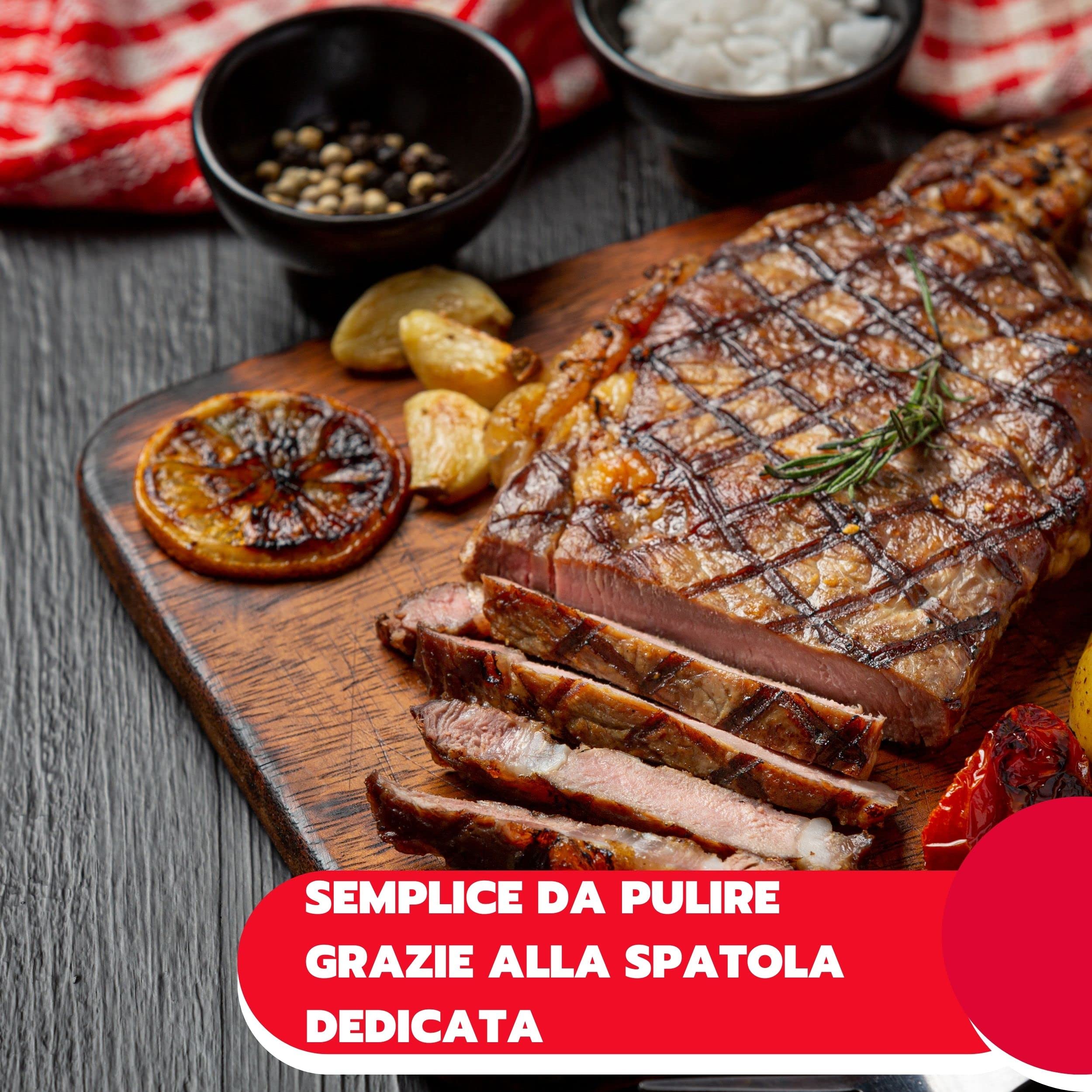 ARDES | Bistecchiera Elettrica Professionale 2000W Piastra Elettrica per Panini e Piadine Bistecchiera con Piastre Antiaderenti Grande Colore Nero e Acciaio Modello AR1S30