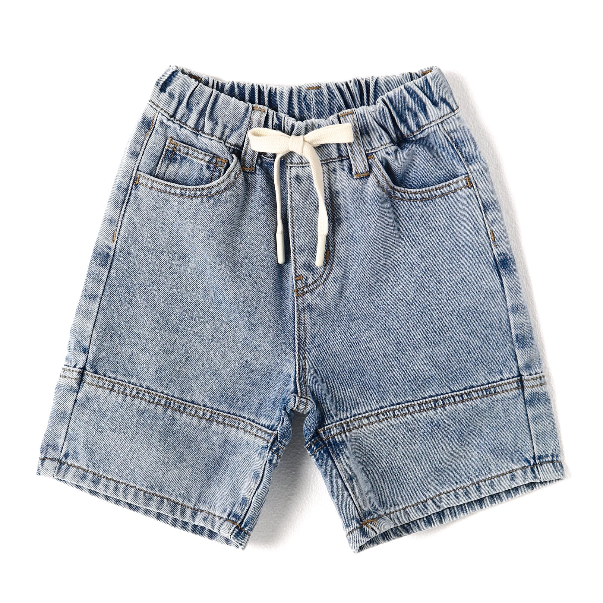 KIDSCOOL SPACE Baby Little Big Boys Pantalones Cortos de Mezclilla, Cintura elástica con cordón Ajustable Jeans Ropa de Verano