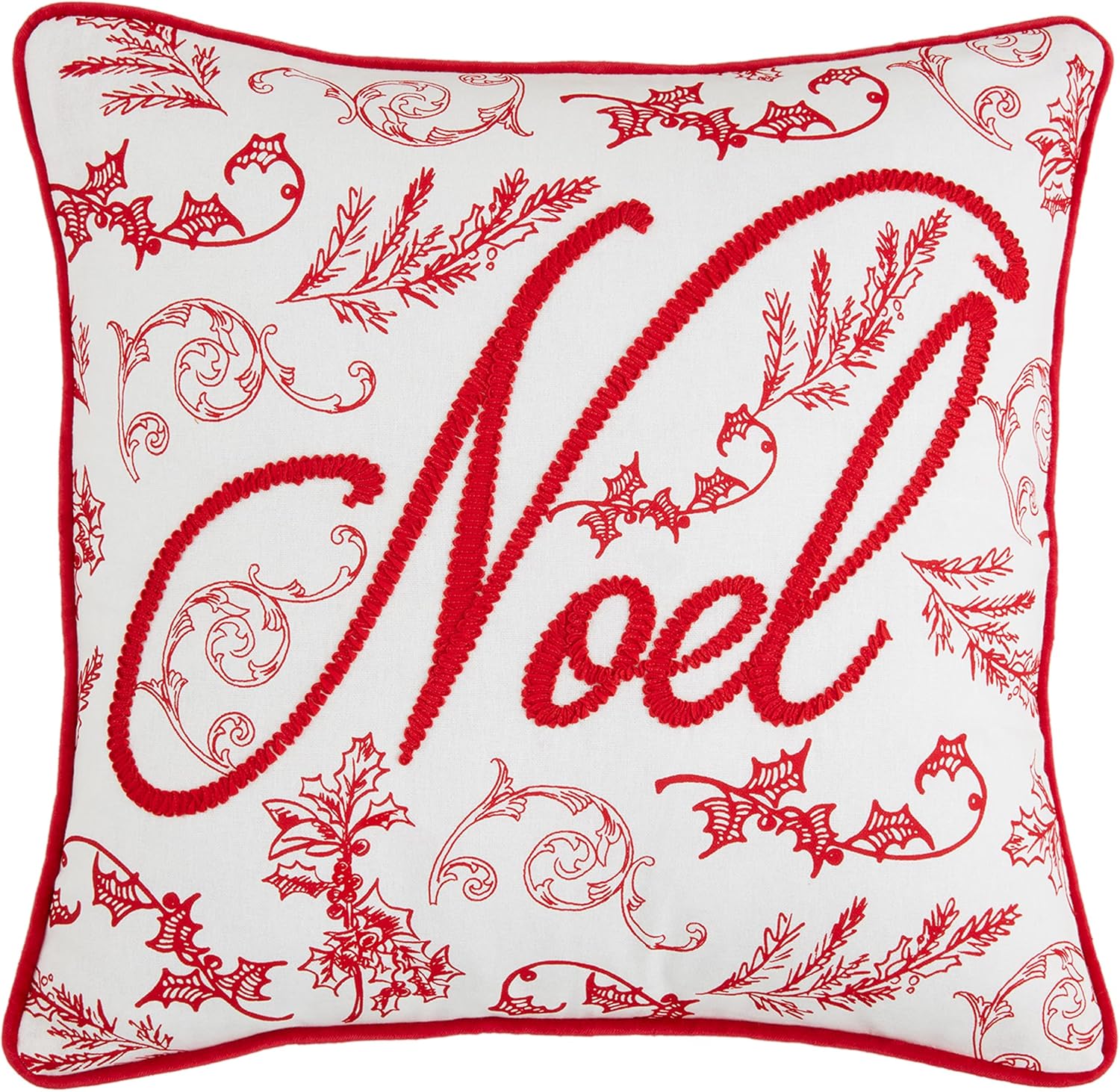 Mud Pie Christmas Embroidered Pillow, Square 18" x 18"