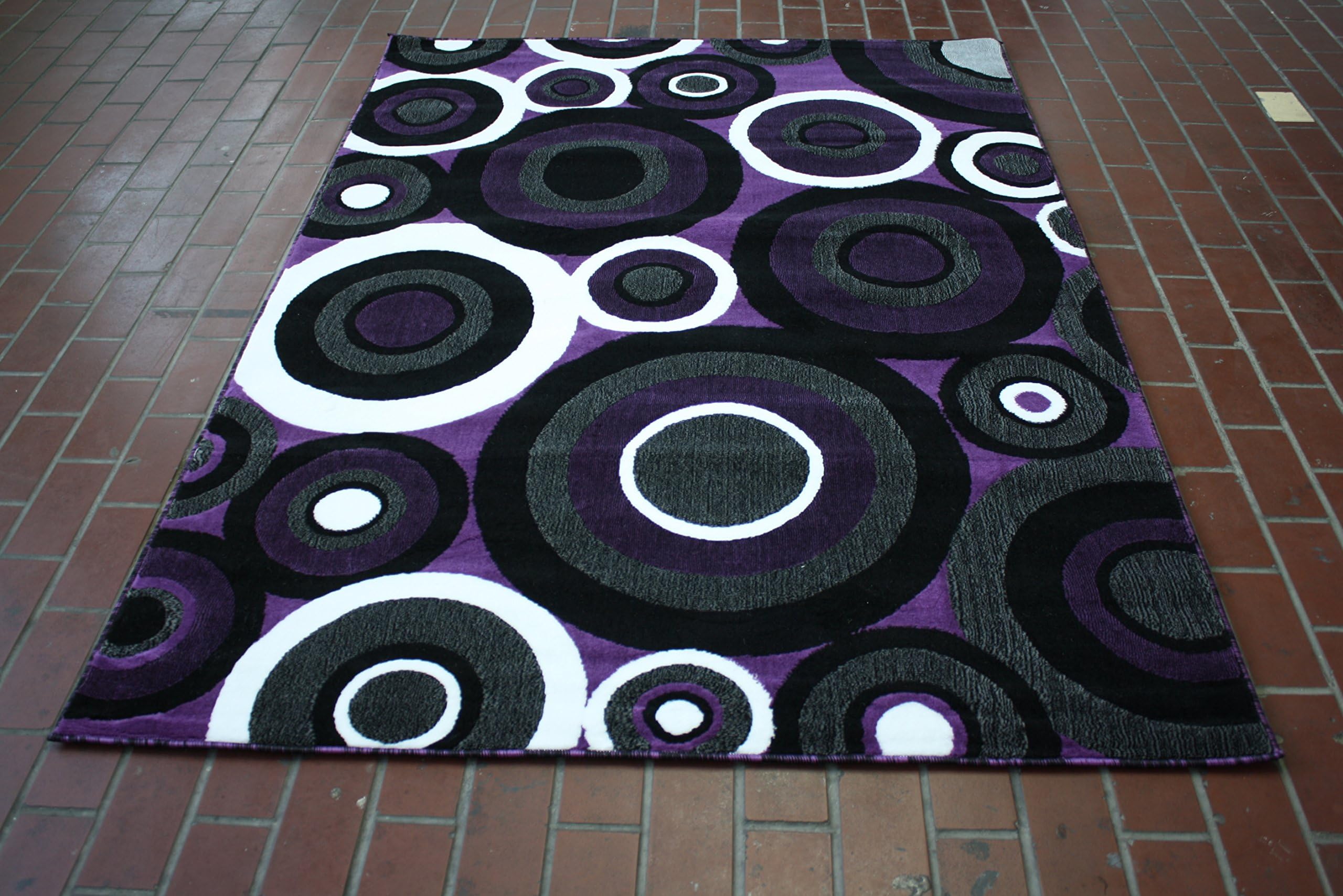RT5005 Double Stitch Machine Carved Rug (5X8, Purple)
