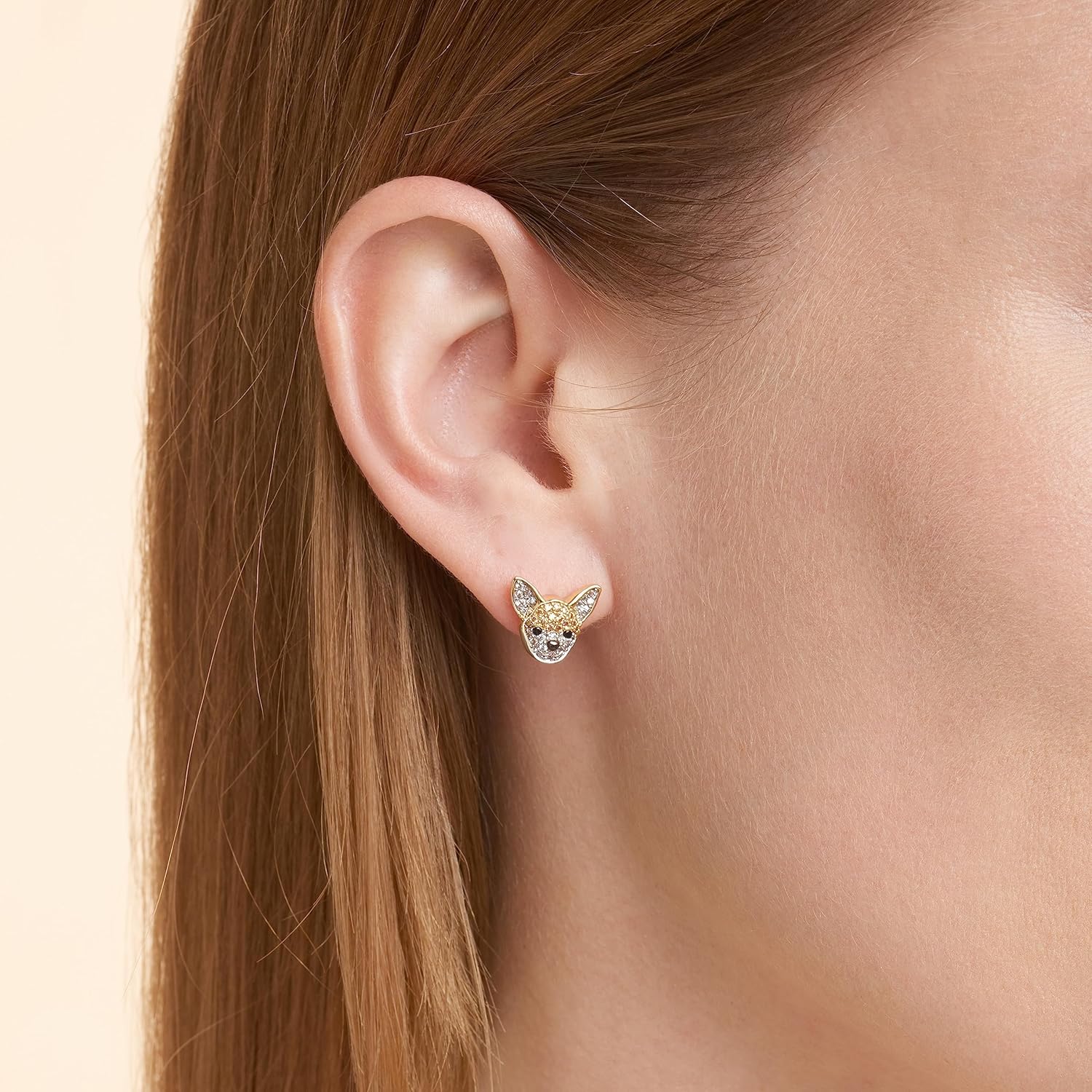 SCAMPER & CO Dog Breed Cubic Zirconia Puppy Design Stud Earrings for Women - Genuine Gemstone Sterling Silver Earrings, Premium Real 18K Yellow Gold or Gunmetal Plating Jewelry Gift for Dog Lovers - Image 7