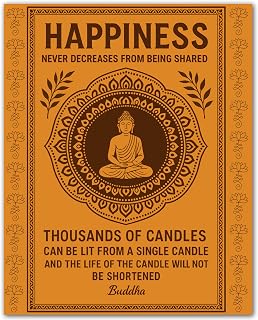 ZUKIY Happiness Never Decreases from Being Shared Wall Art - 8x10 Unframed Buddha Quote Print for Home Office Room - Zen Buddhist Poster Decor for Living Room or Classroom - Inspirational Artwork