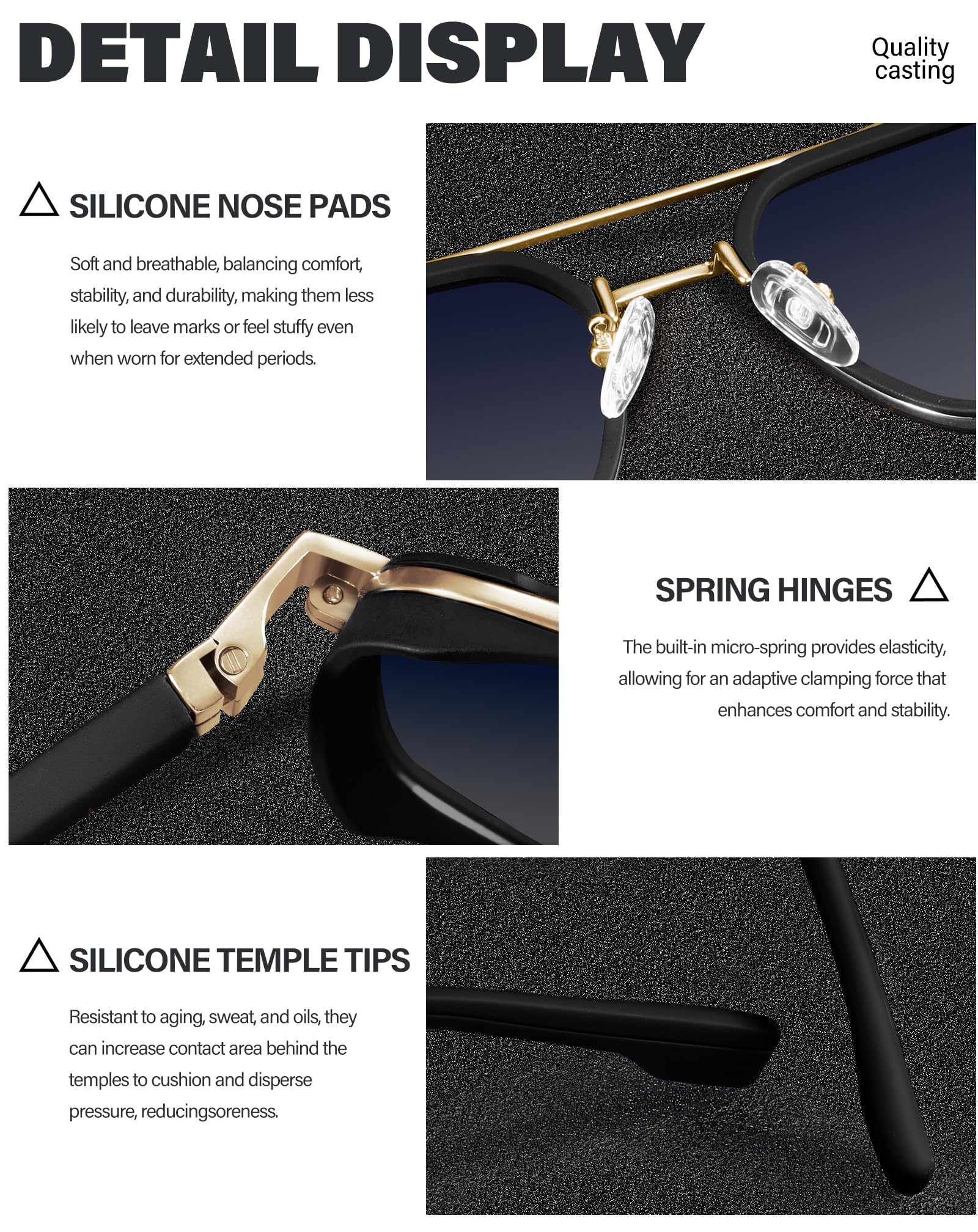 Joopin Lunettes de Soleil Polarisées Rétro Carrées pour Hommes et Femmes, Protection UV400, Double Pont, Idéales pour Voyage et Conduite