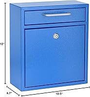 Vista 9 de AdirOffice contenedor con traba - Buzón de correo montado en pared., Azul, 631-05-BLU