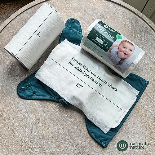 Miniatura 5 de Naturally Nature Forros de pañales de tela desechables, sin perfume, sin fragancia, sin cloro, 600 unidades (6 rollos, 100 hojas por rollo)