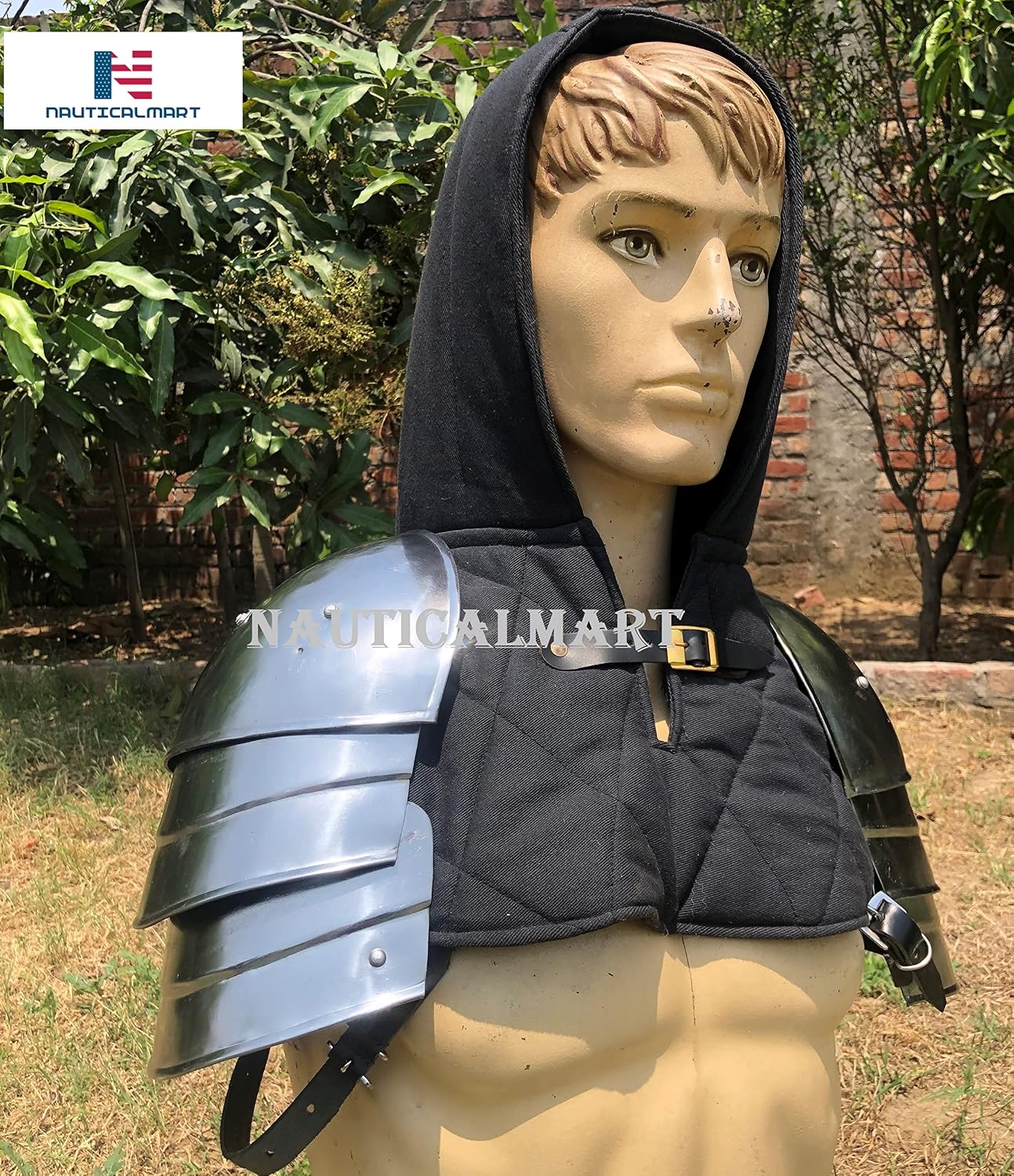 Medieval MERC Steel Pauldrons Shoulder Armour Silver One Size