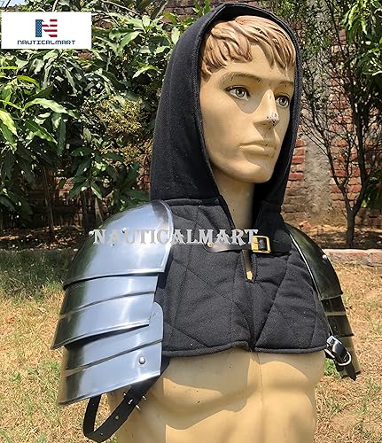 Miniatura 3 de Hombreras de acero medievales MERC Armadura de hombro Plata Talla única